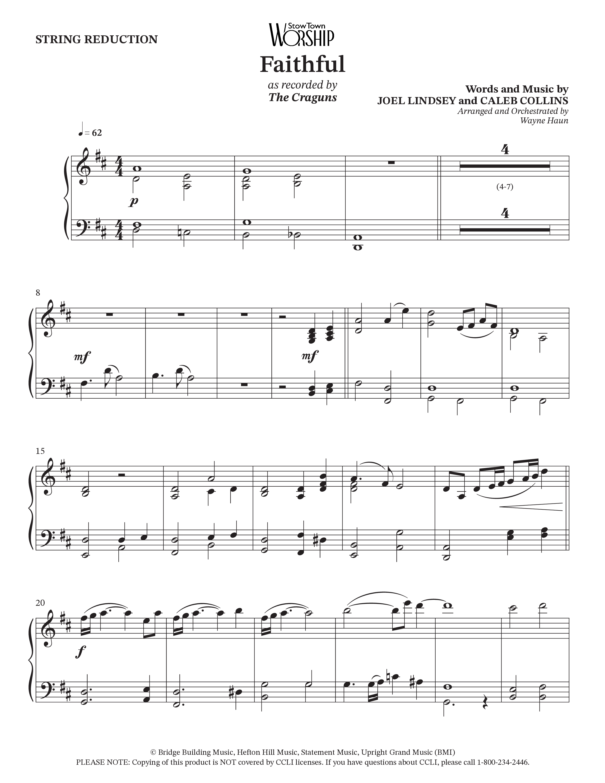 Faithful (Choral Anthem SATB) String Reduction (The Craguns)