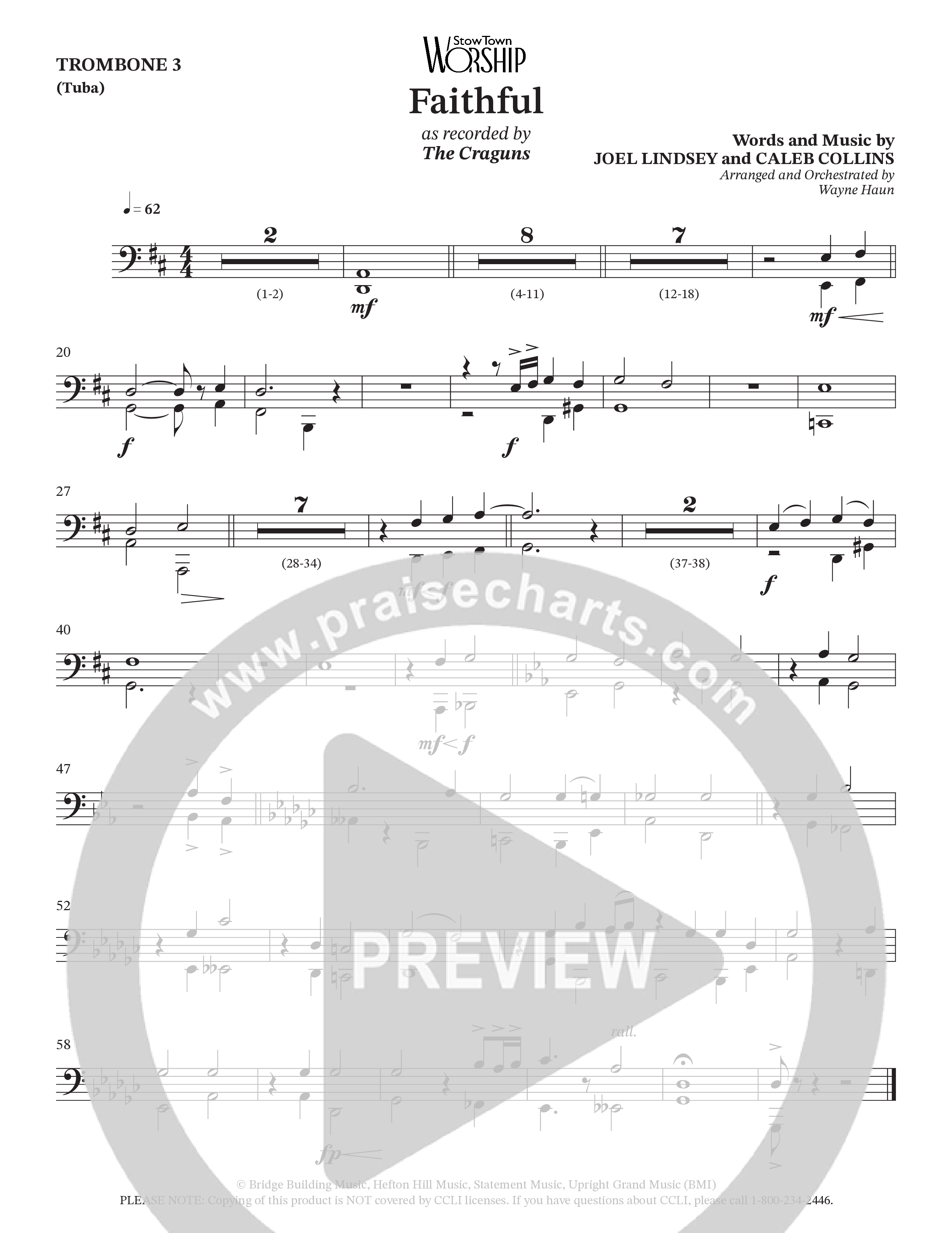 Faithful (Choral Anthem SATB) Trombone 3/Tuba (The Craguns)