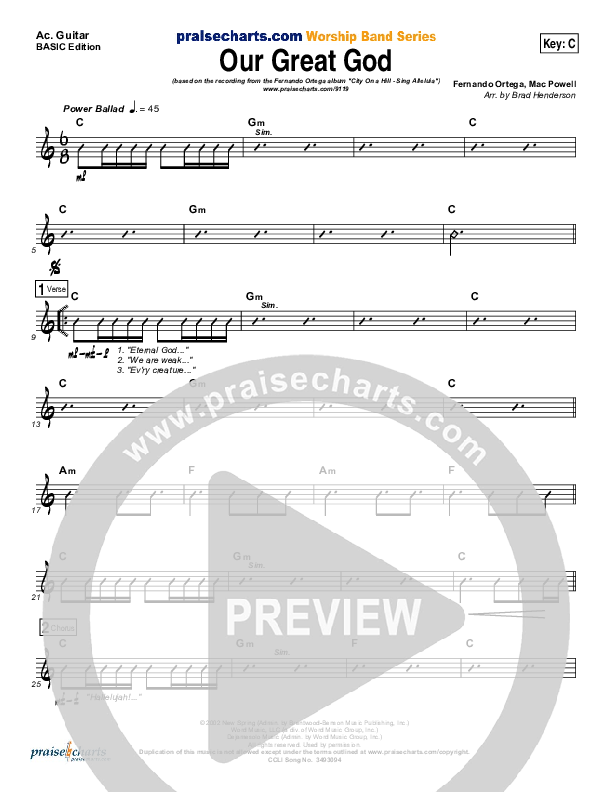 Our Great God Acoustic Guitar (Fernando Ortega)