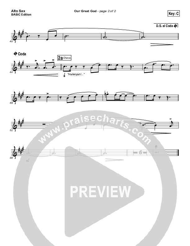 Our Great God Alto Sax (Fernando Ortega)