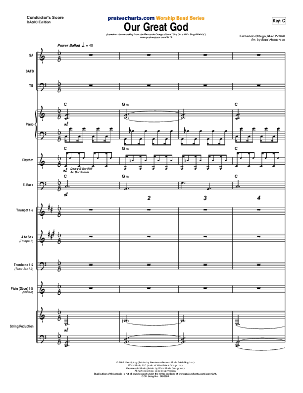 Our Great God Conductor's Score (Fernando Ortega)