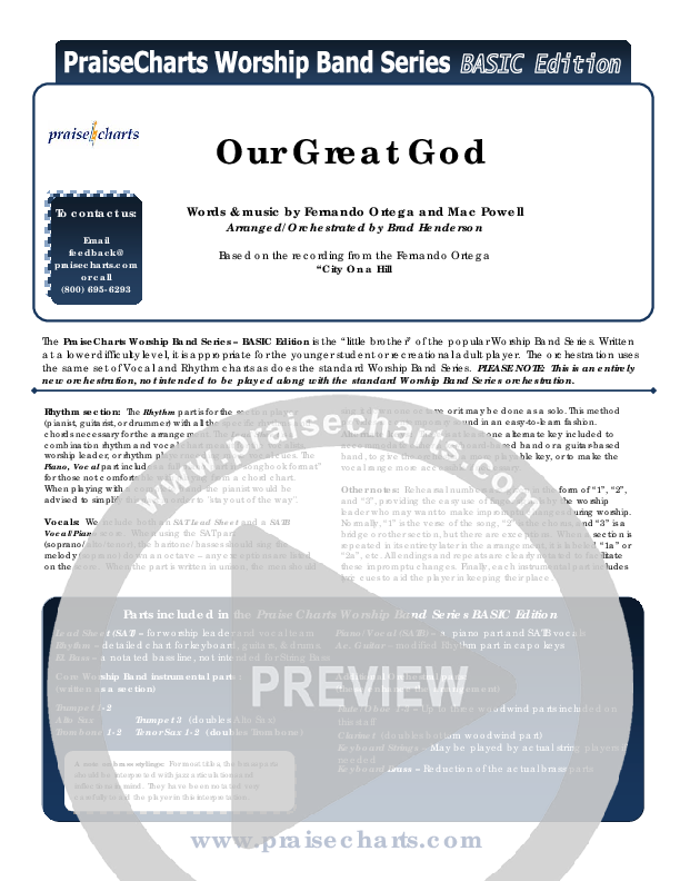 Our Great God Cover Sheet (Fernando Ortega)