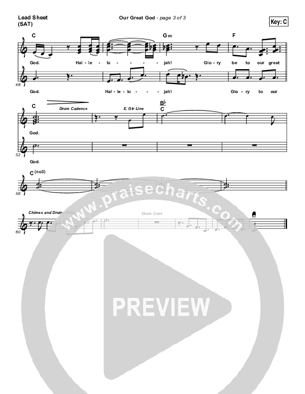 Our Great God Lead Sheet (SAT) (Fernando Ortega)