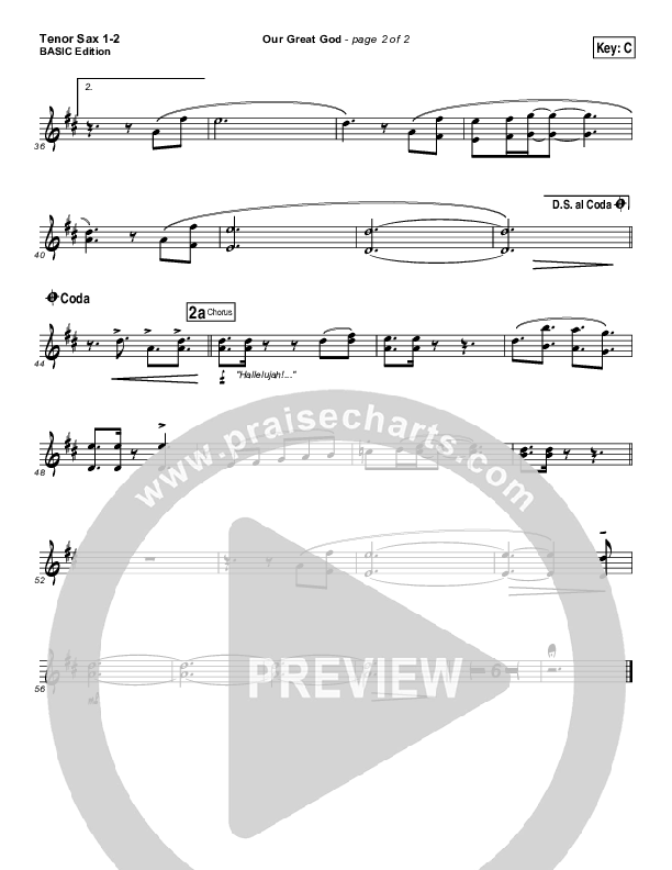 Our Great God Tenor Sax 1/2 (Fernando Ortega)