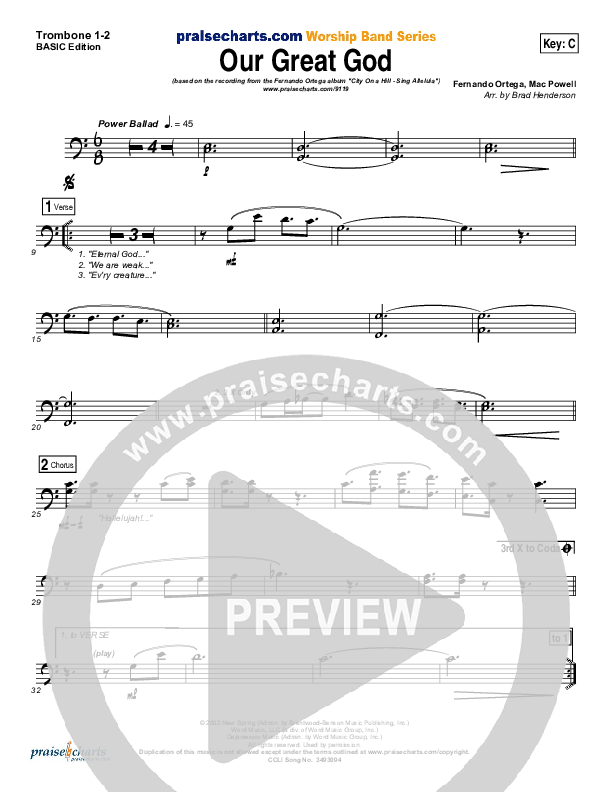 Our Great God Trombone 1/2 (Fernando Ortega)