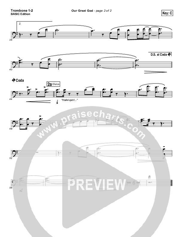 Our Great God Trombone Sheet Music PDF (Fernando Ortega) PraiseCharts