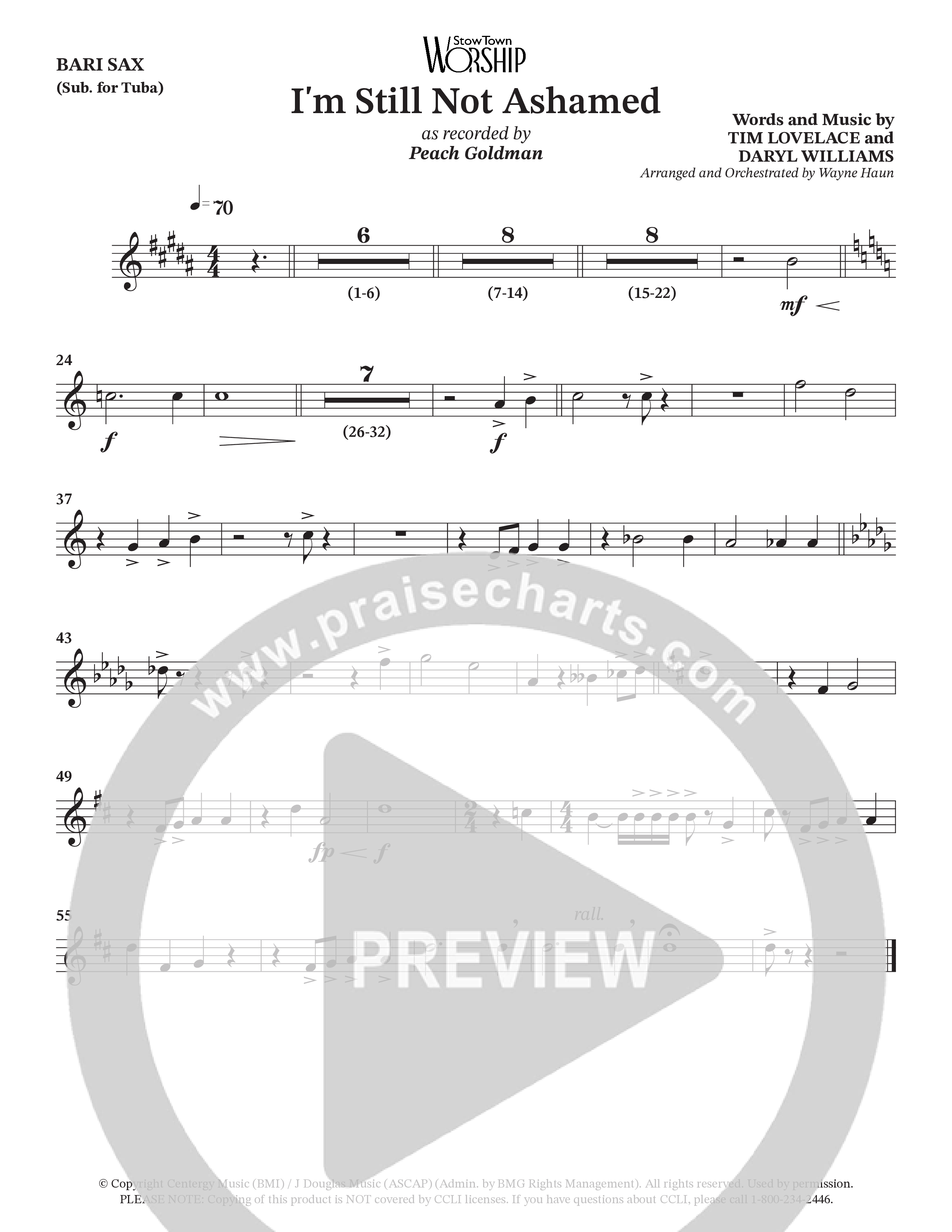 I'm Still Not Ashamed (Choral Anthem SATB) Bari Sax (Peach Goldman)