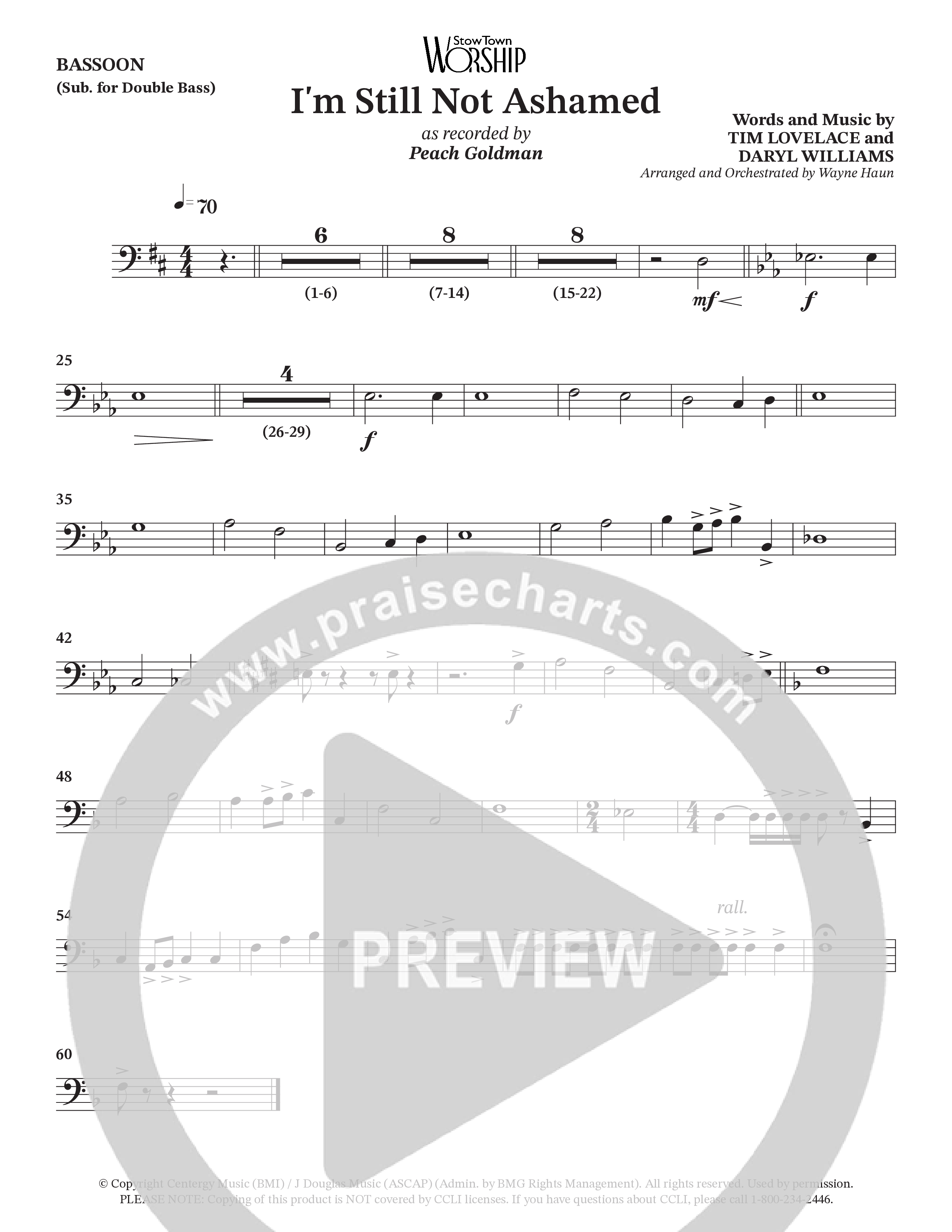 I'm Still Not Ashamed (Choral Anthem SATB) Bassoon (Peach Goldman)