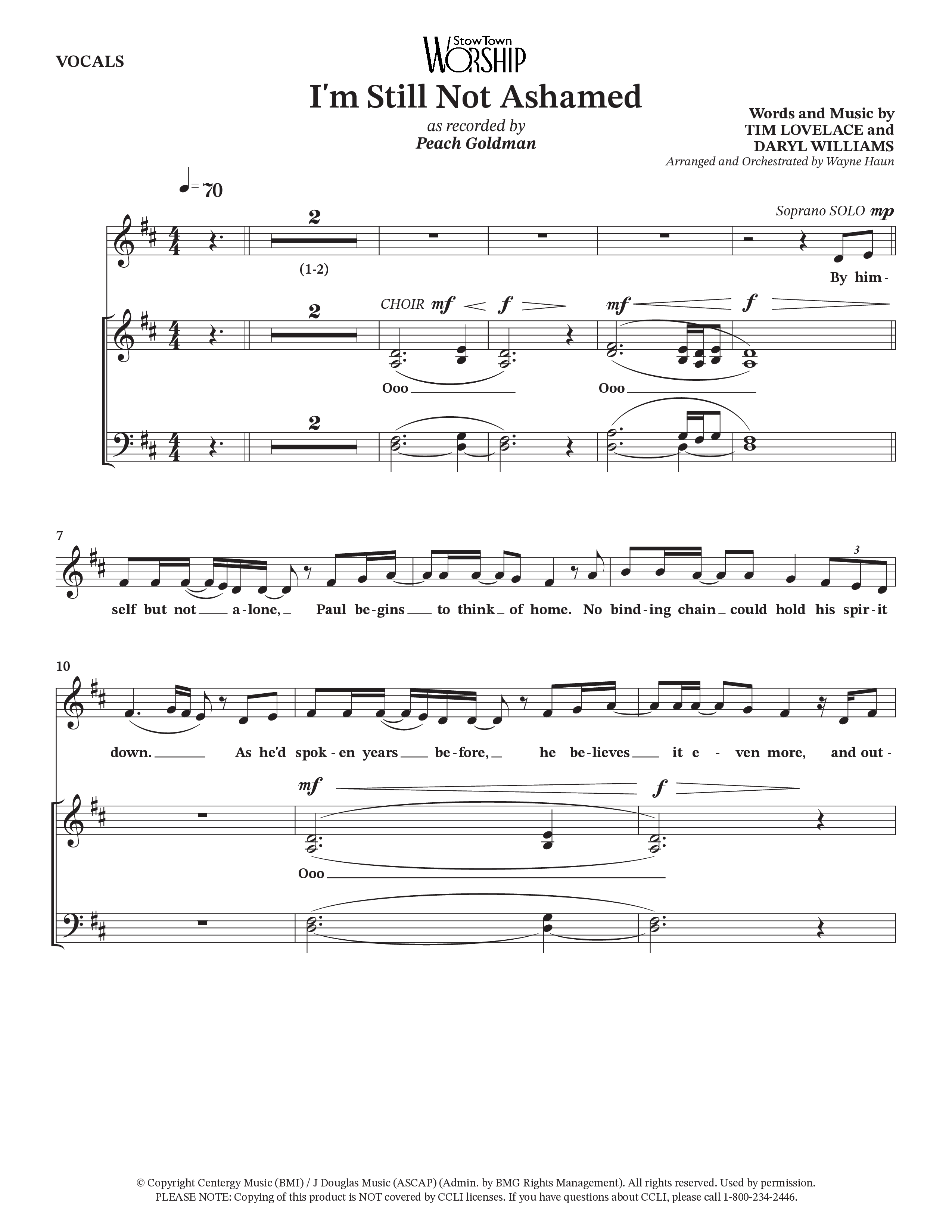 I'm Still Not Ashamed (Choral Anthem SATB) Choir Sheet (Peach Goldman)