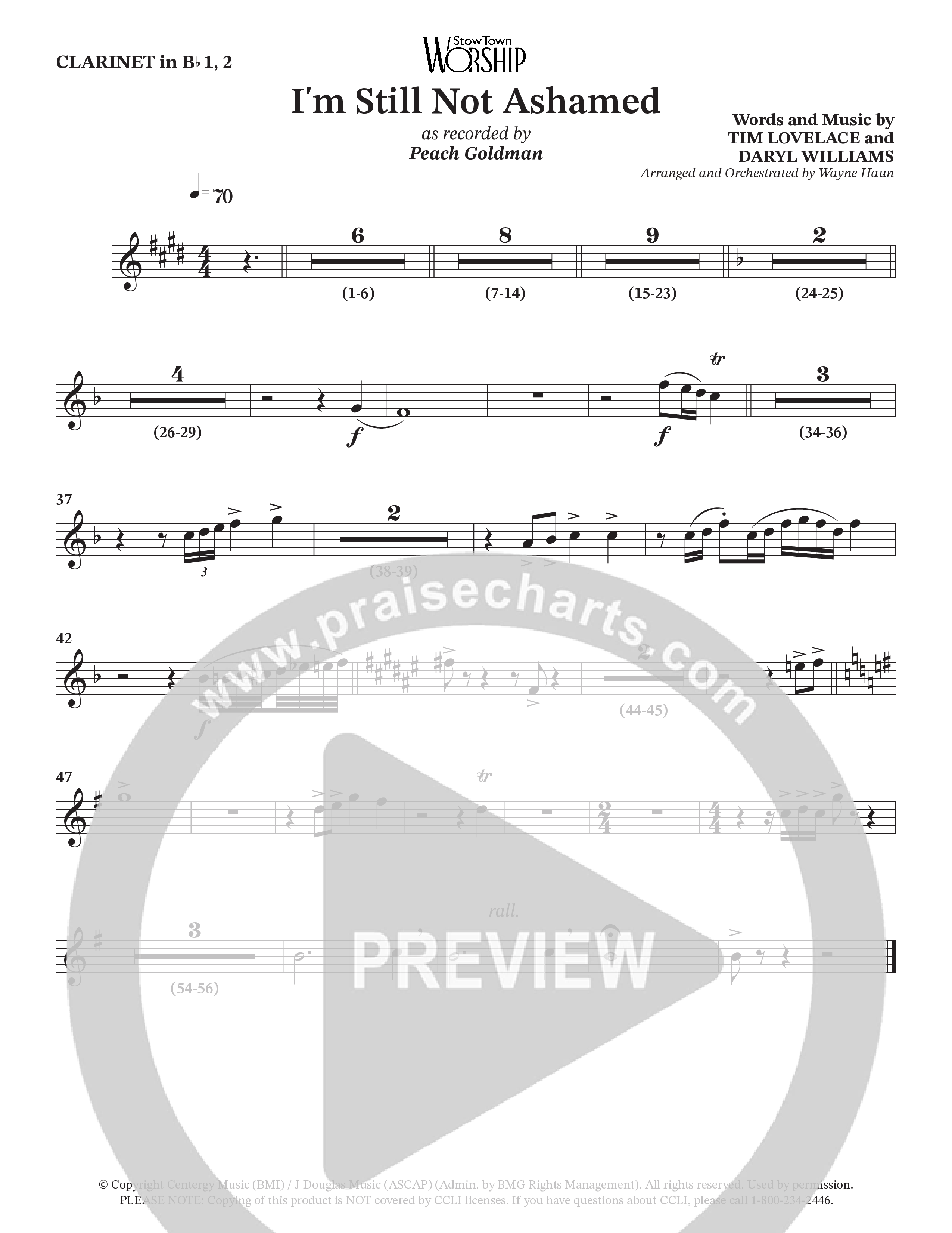 I'm Still Not Ashamed (Choral Anthem SATB) Clarinet (Peach Goldman)