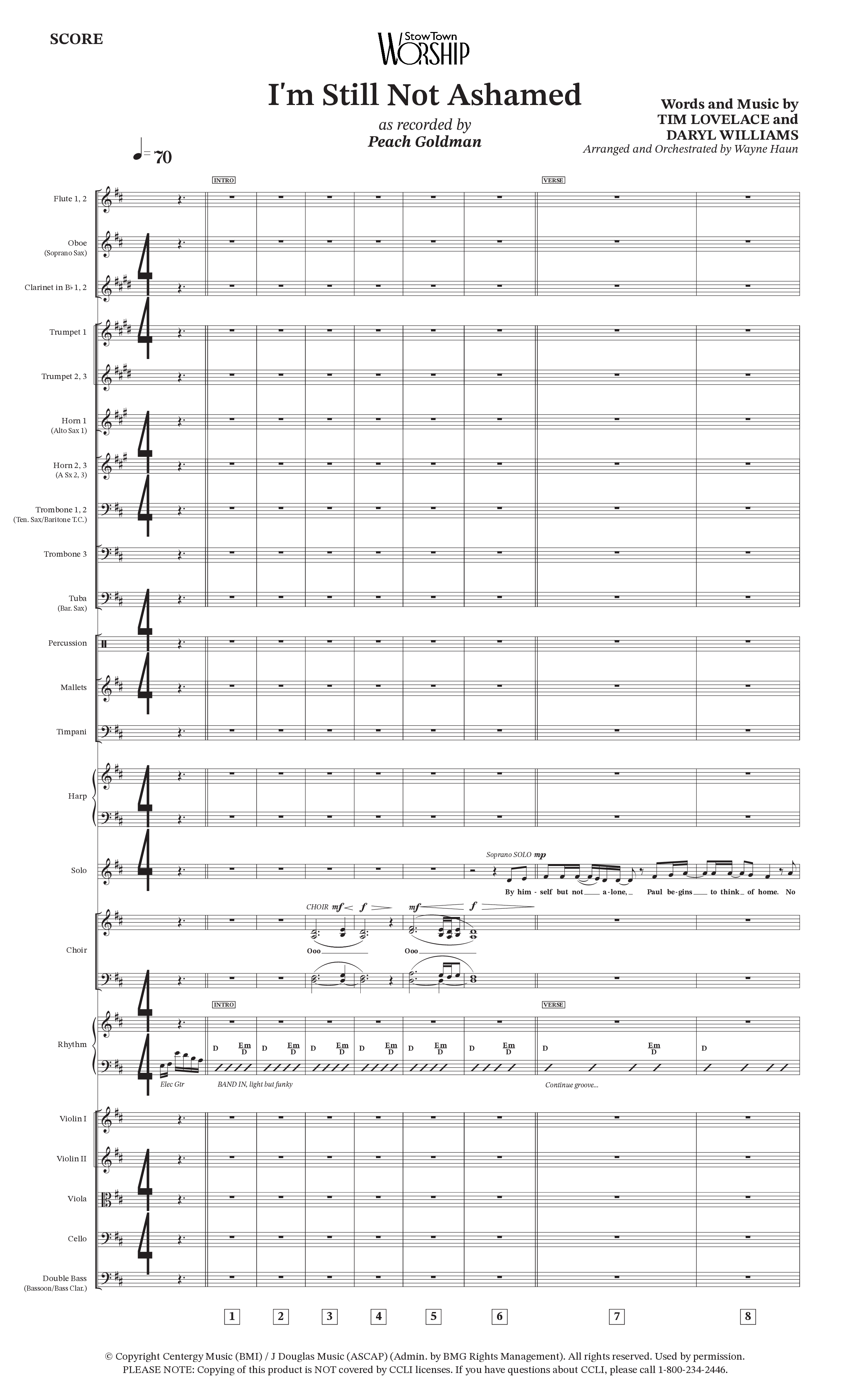 I'm Still Not Ashamed (Choral Anthem SATB) Orchestration (Peach Goldman)