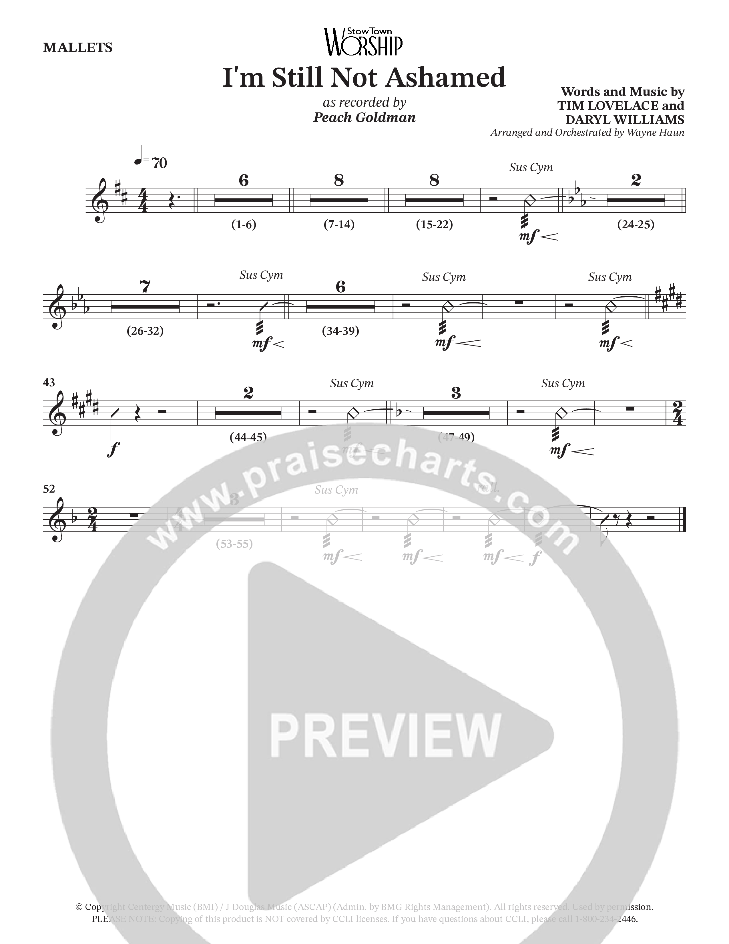 I'm Still Not Ashamed (Choral Anthem SATB) Mallets (Peach Goldman)