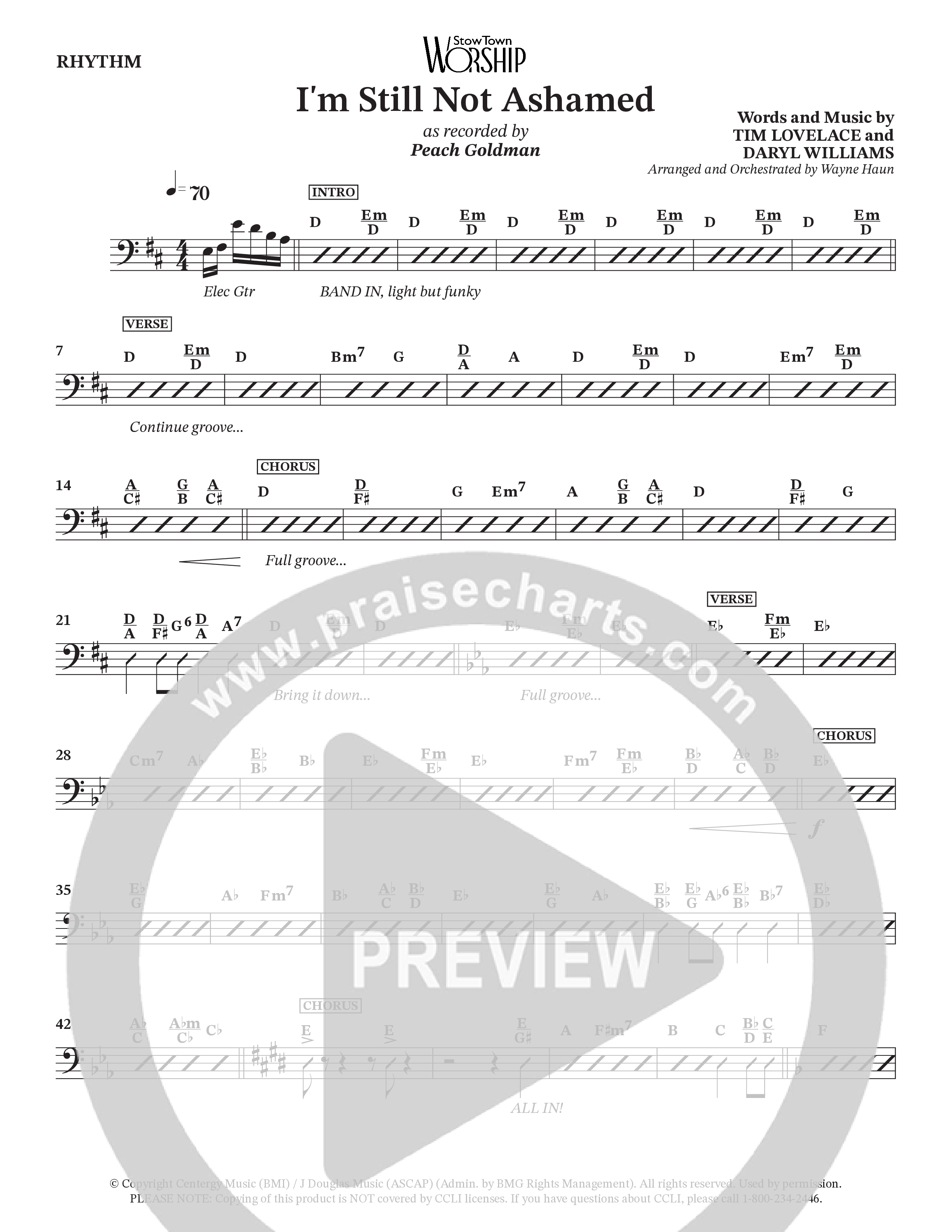 I'm Still Not Ashamed (Choral Anthem SATB) Rhythm Chart (Peach Goldman)