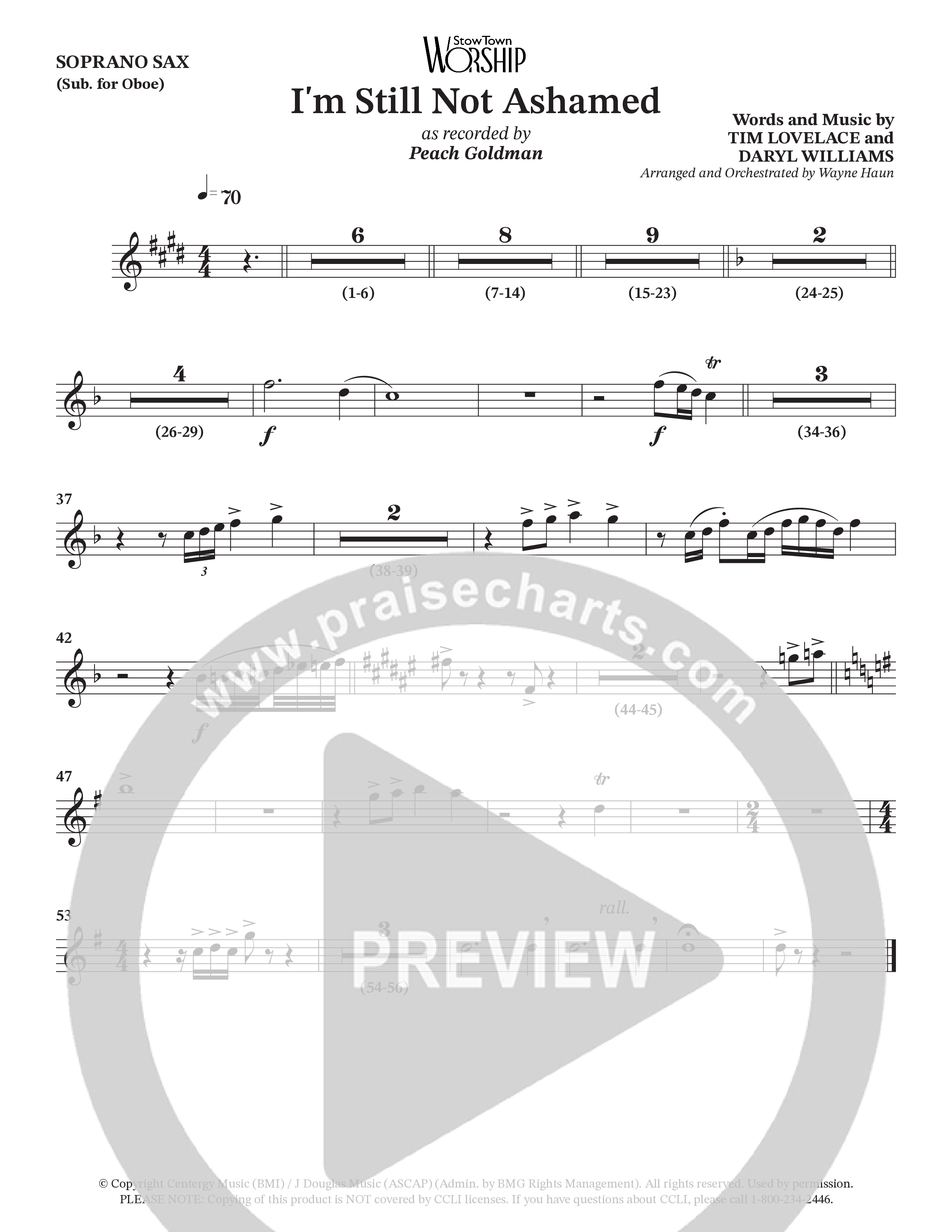 I'm Still Not Ashamed (Choral Anthem SATB) Soprano Sax (Peach Goldman)
