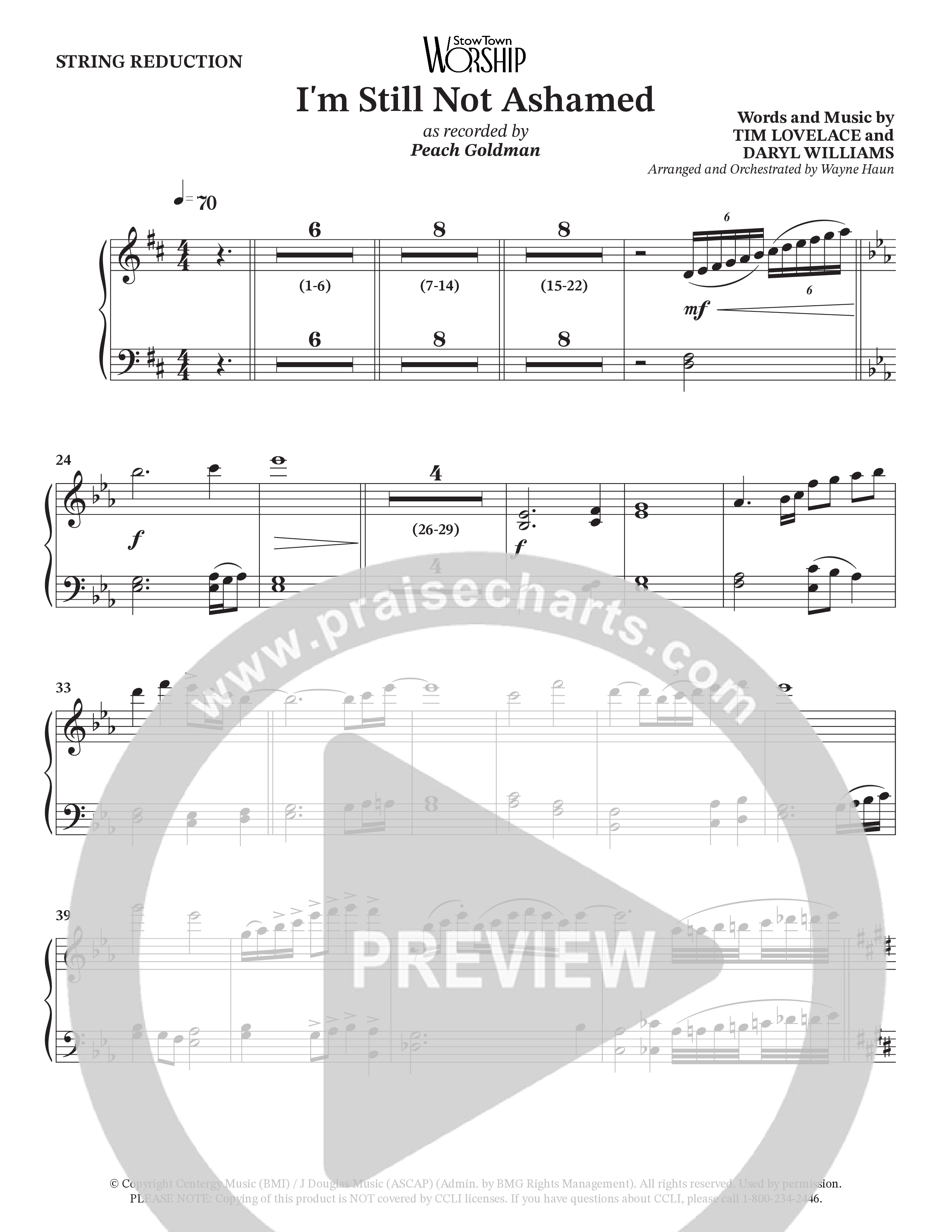 I'm Still Not Ashamed (Choral Anthem SATB) String Reduction (Peach Goldman)