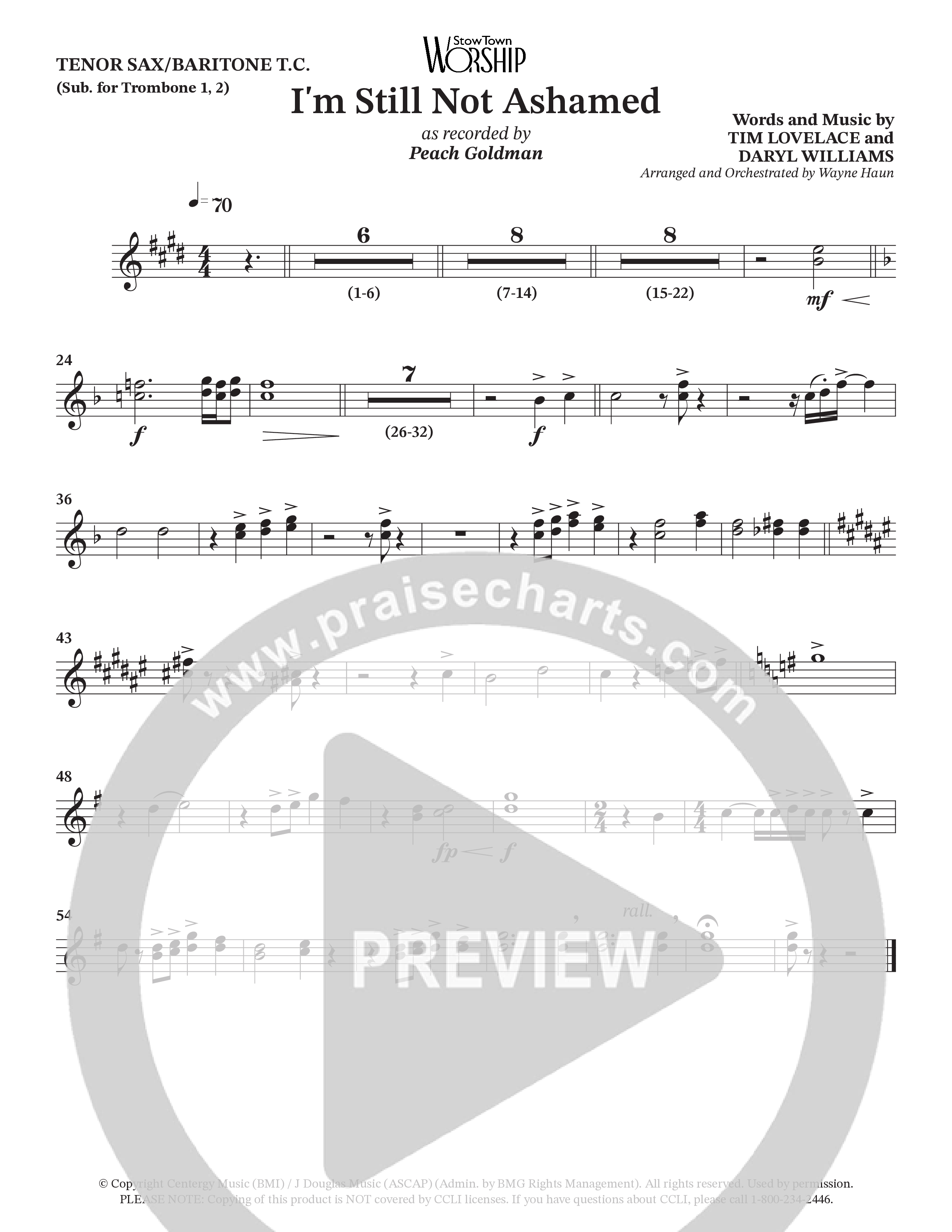 I'm Still Not Ashamed (Choral Anthem SATB) Tenor Sax/Baritone T.C. (Peach Goldman)