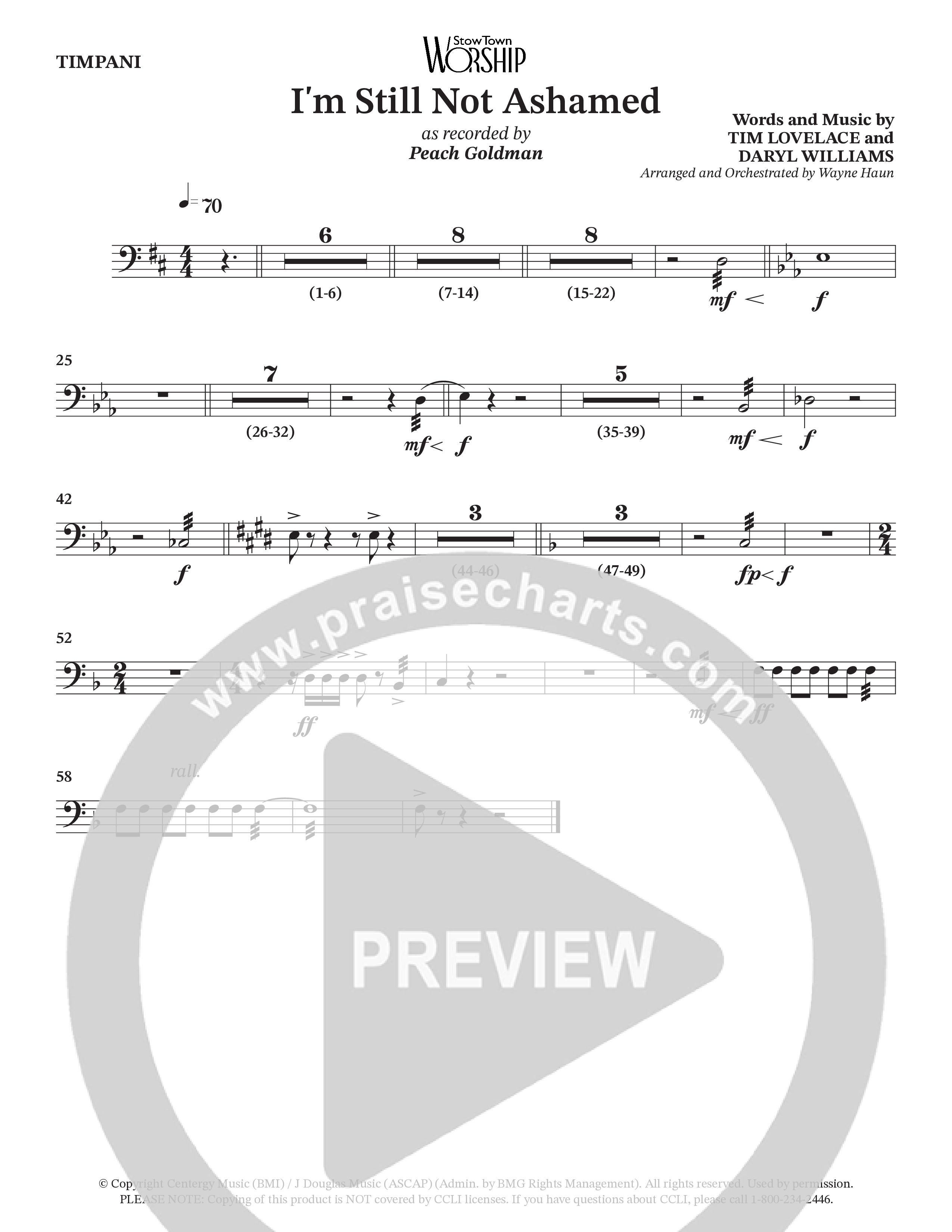 I'm Still Not Ashamed (Choral Anthem SATB) Timpani (Peach Goldman)