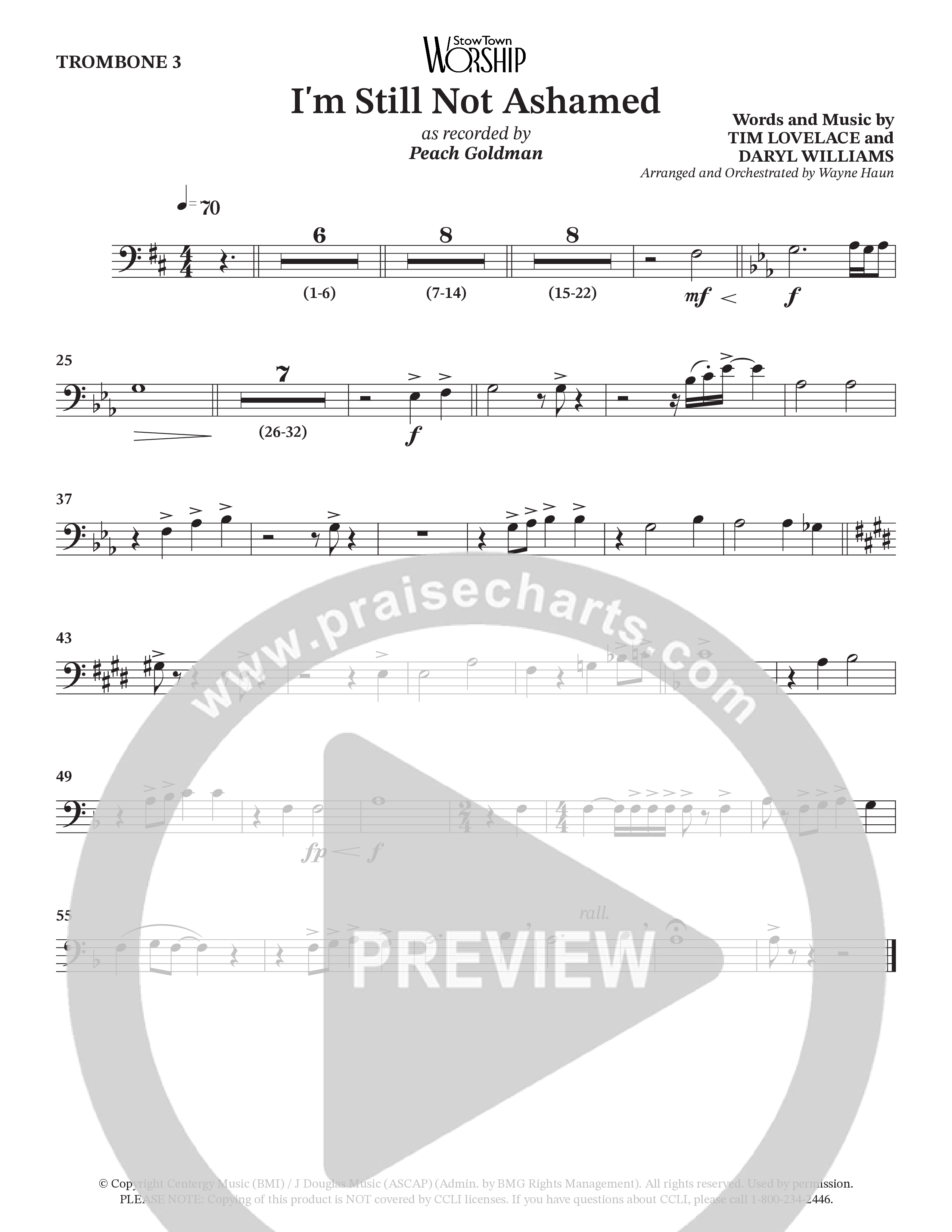 I'm Still Not Ashamed (Choral Anthem SATB) Trombone 3 (Peach Goldman)