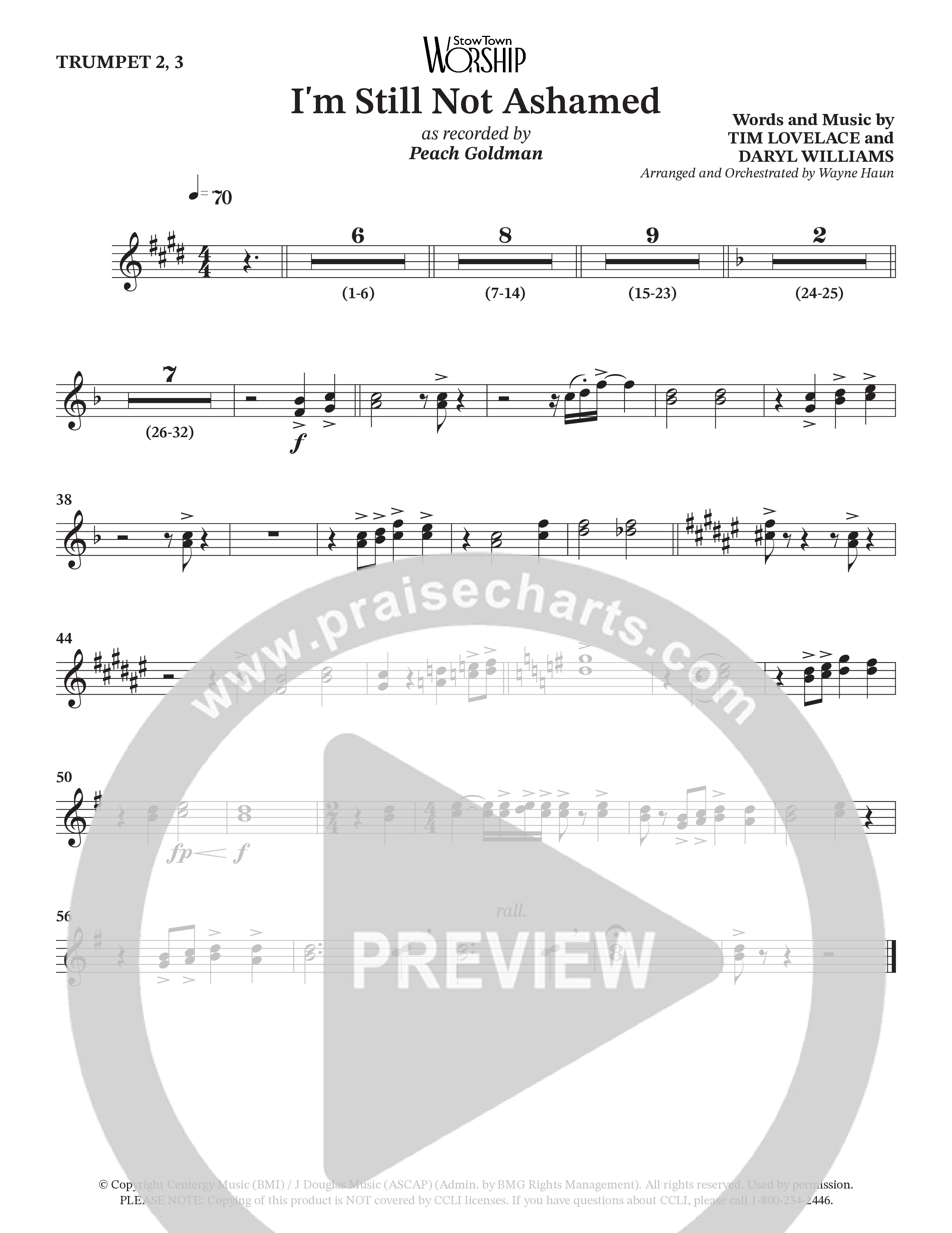 I'm Still Not Ashamed (Choral Anthem SATB) Trumpet 2/3 (Peach Goldman)