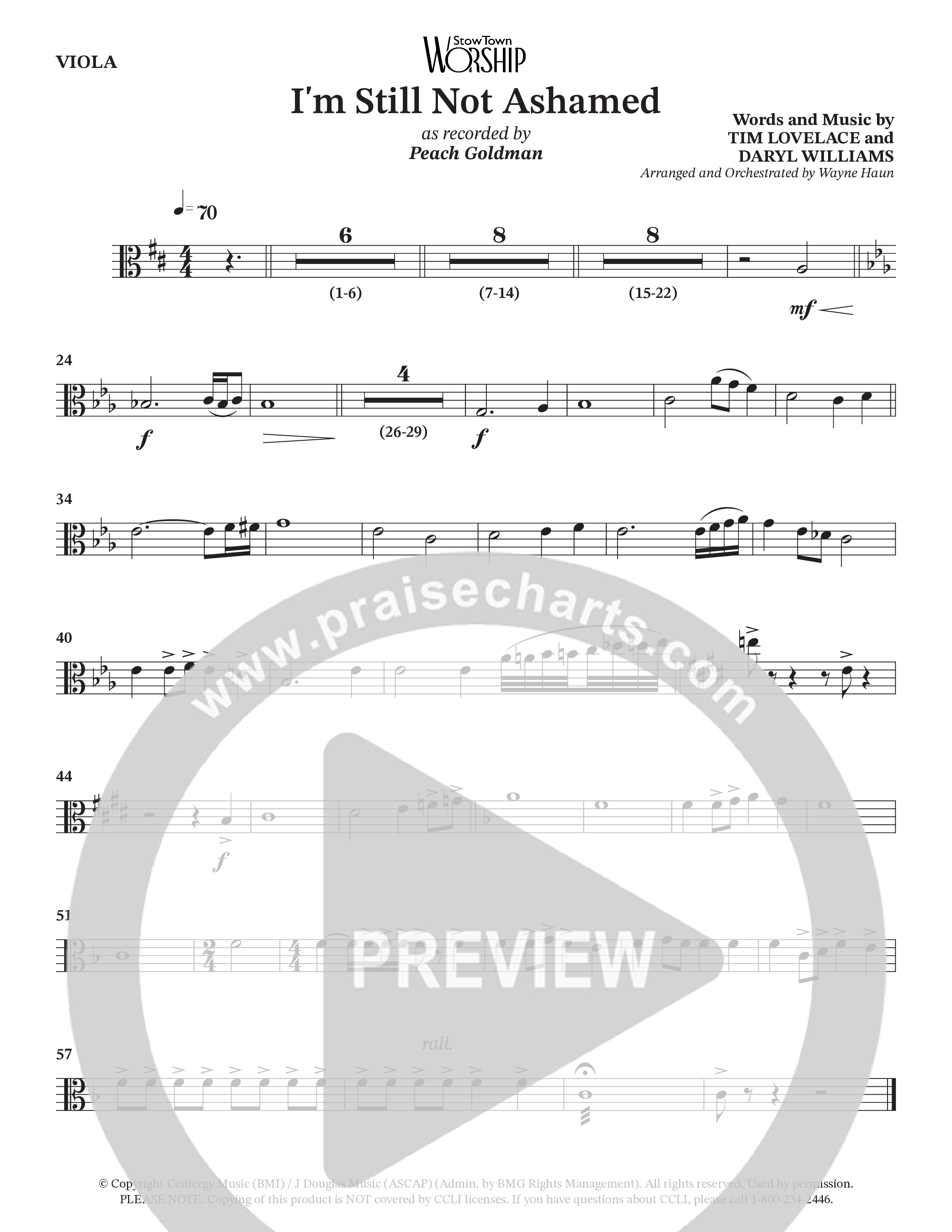 I'm Still Not Ashamed (Choral Anthem SATB) Viola (Peach Goldman)