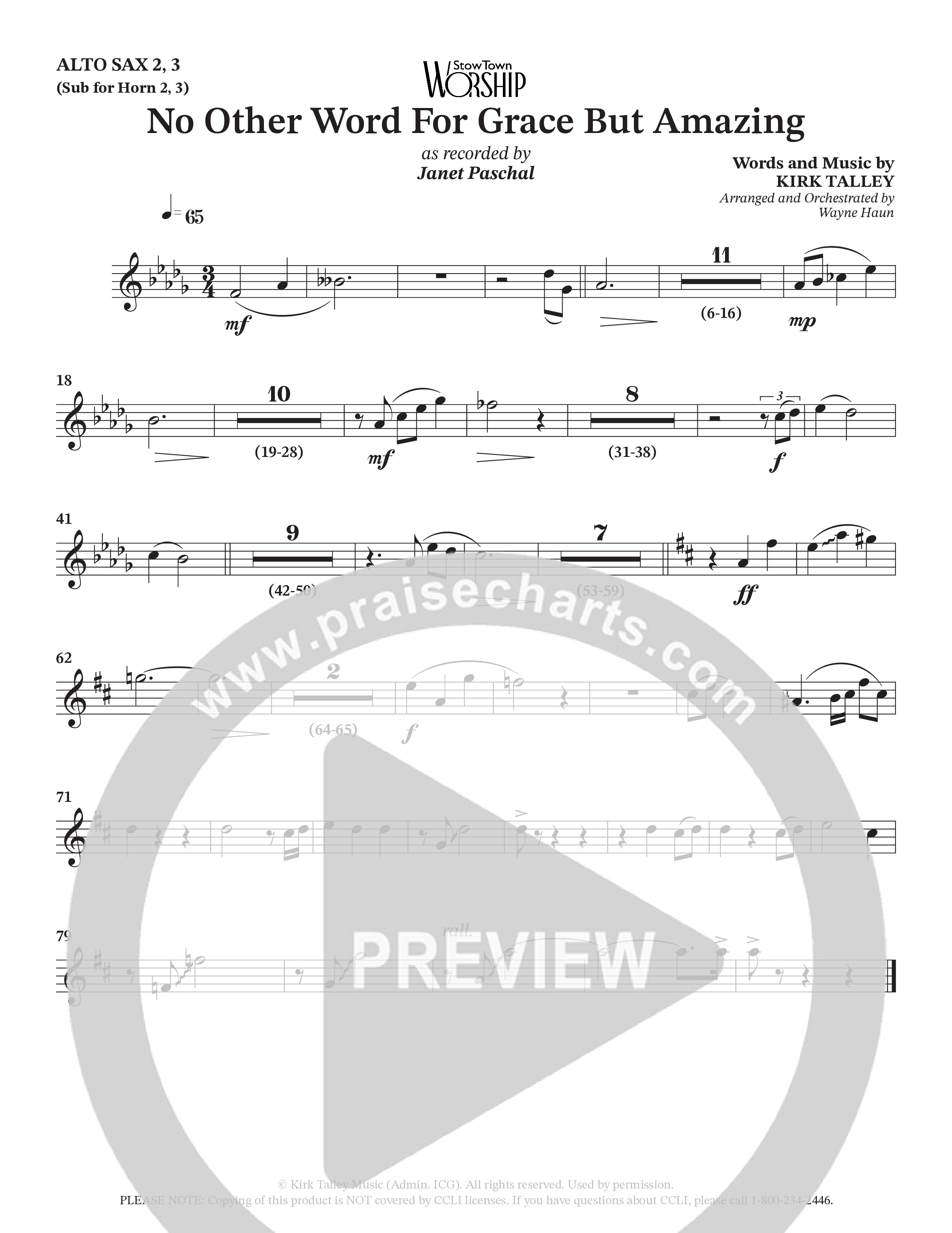 No Other Word For Grace But Amazing (Choral Anthem SATB) Alto Sax (Janet Paschal / Houston's First Worship)