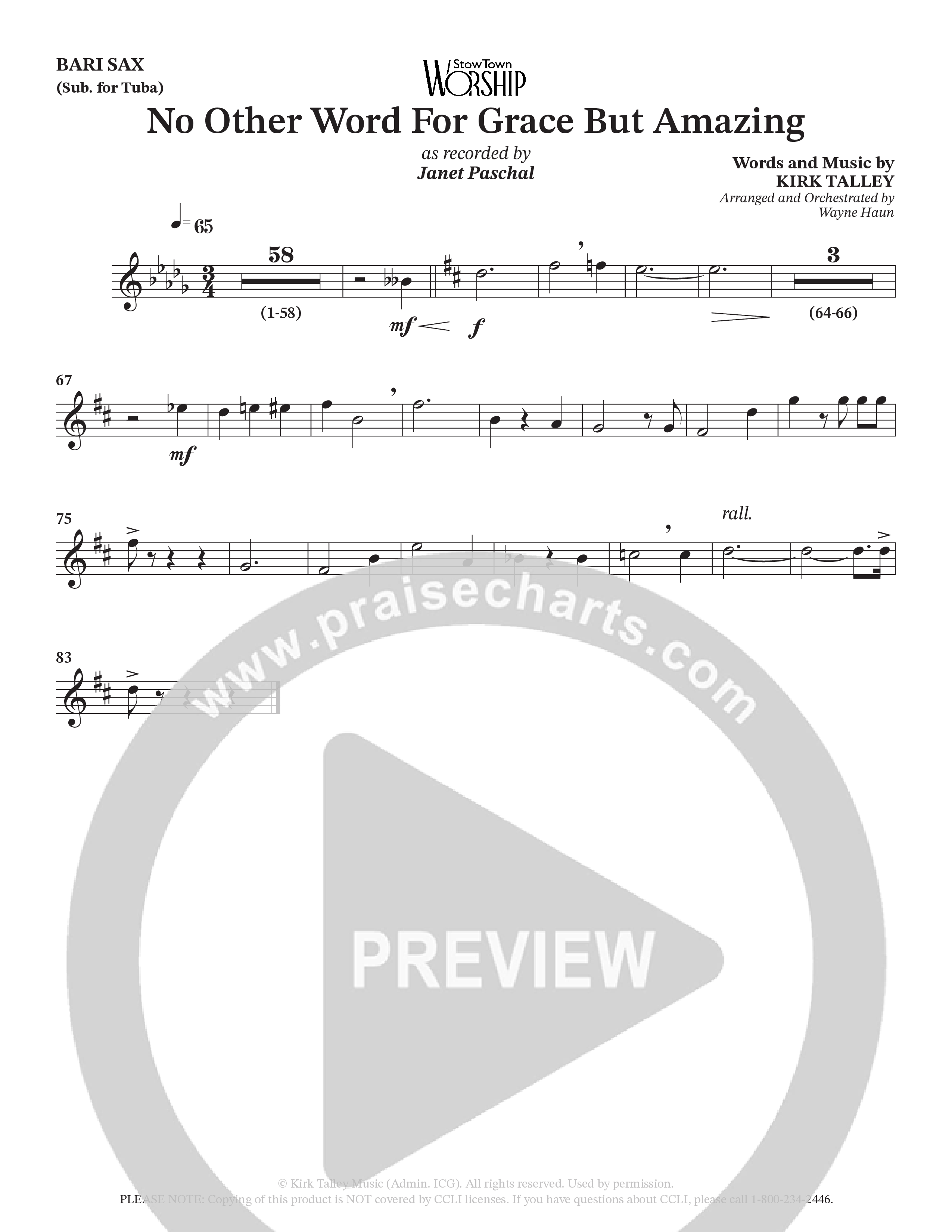 No Other Word For Grace But Amazing (Choral Anthem SATB) Bari Sax (Janet Paschal / Houston's First Worship)