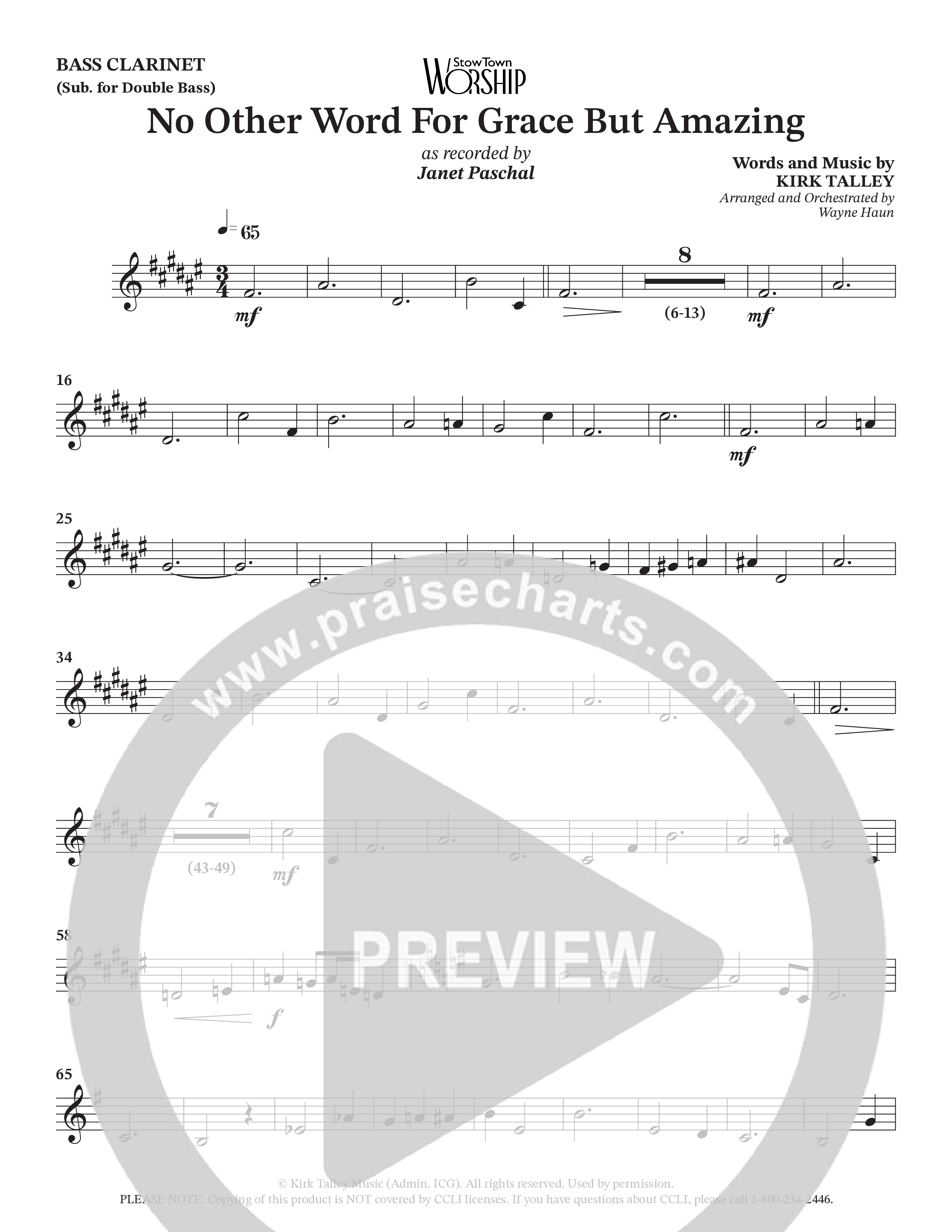 No Other Word For Grace But Amazing (Choral Anthem SATB) Bass Clarinet (Janet Paschal / Houston's First Worship)