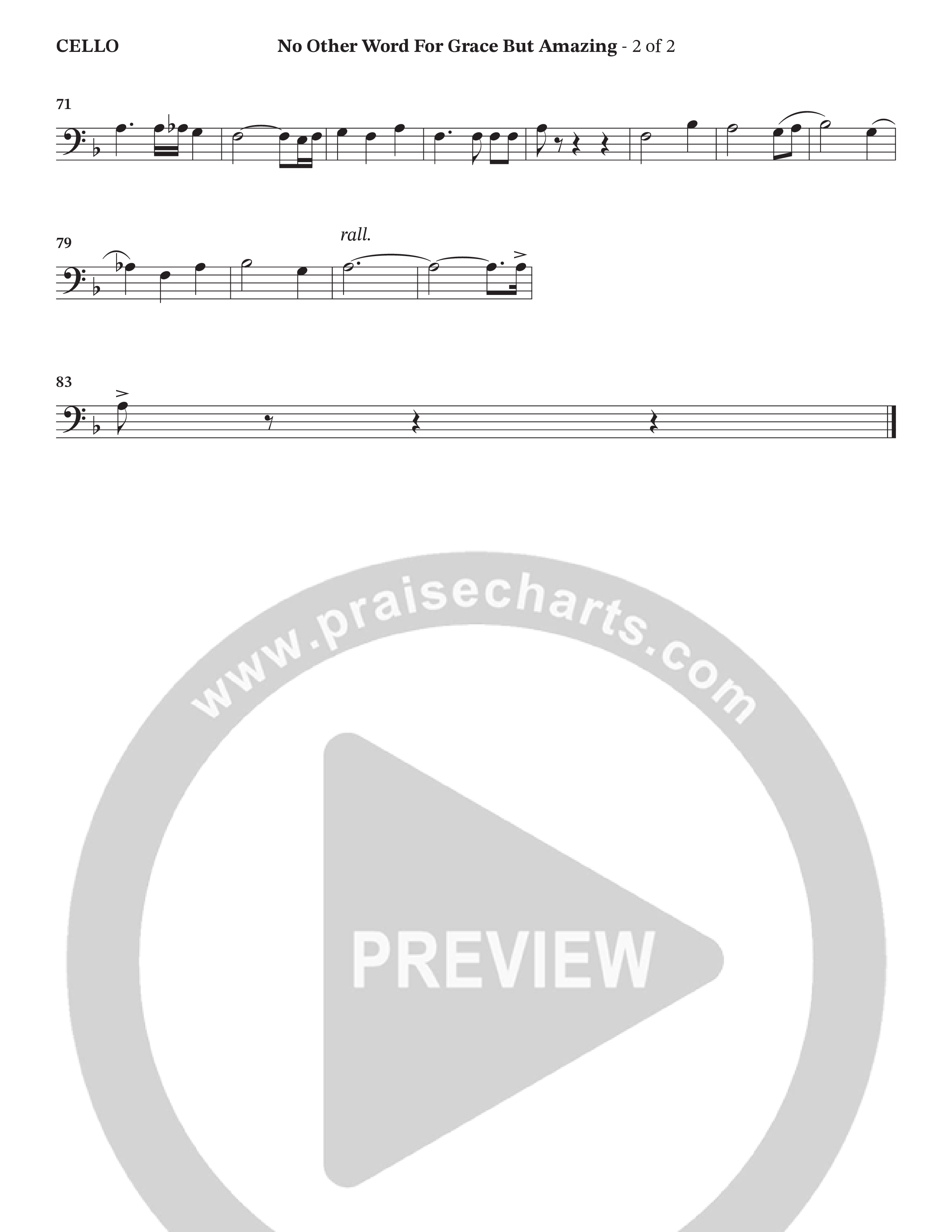 No Other Word For Grace But Amazing (Choral Anthem SATB) Cello (Janet Paschal / Houston's First Worship)
