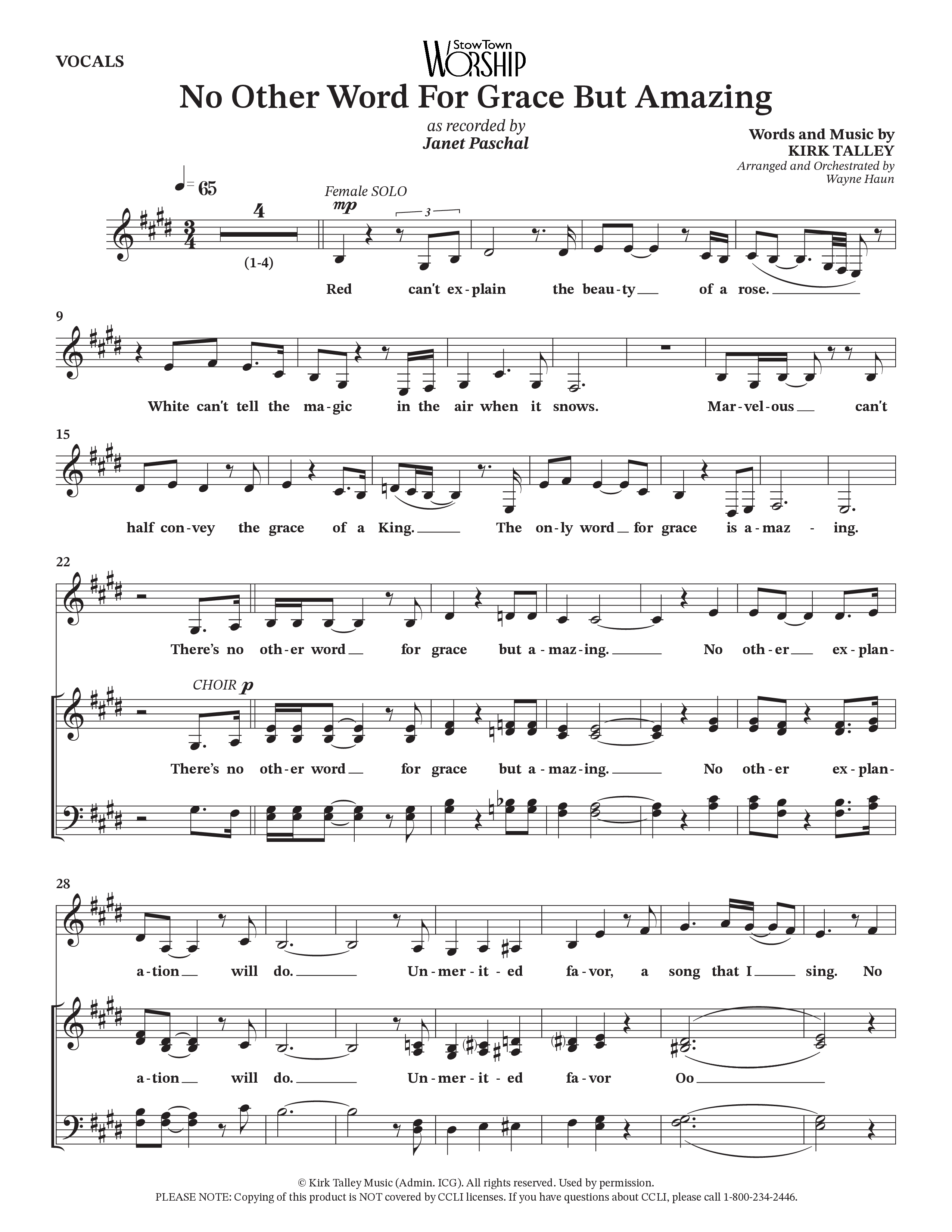 No Other Word For Grace But Amazing (Choral Anthem SATB) Choir Sheet (Janet Paschal / Houston's First Worship)