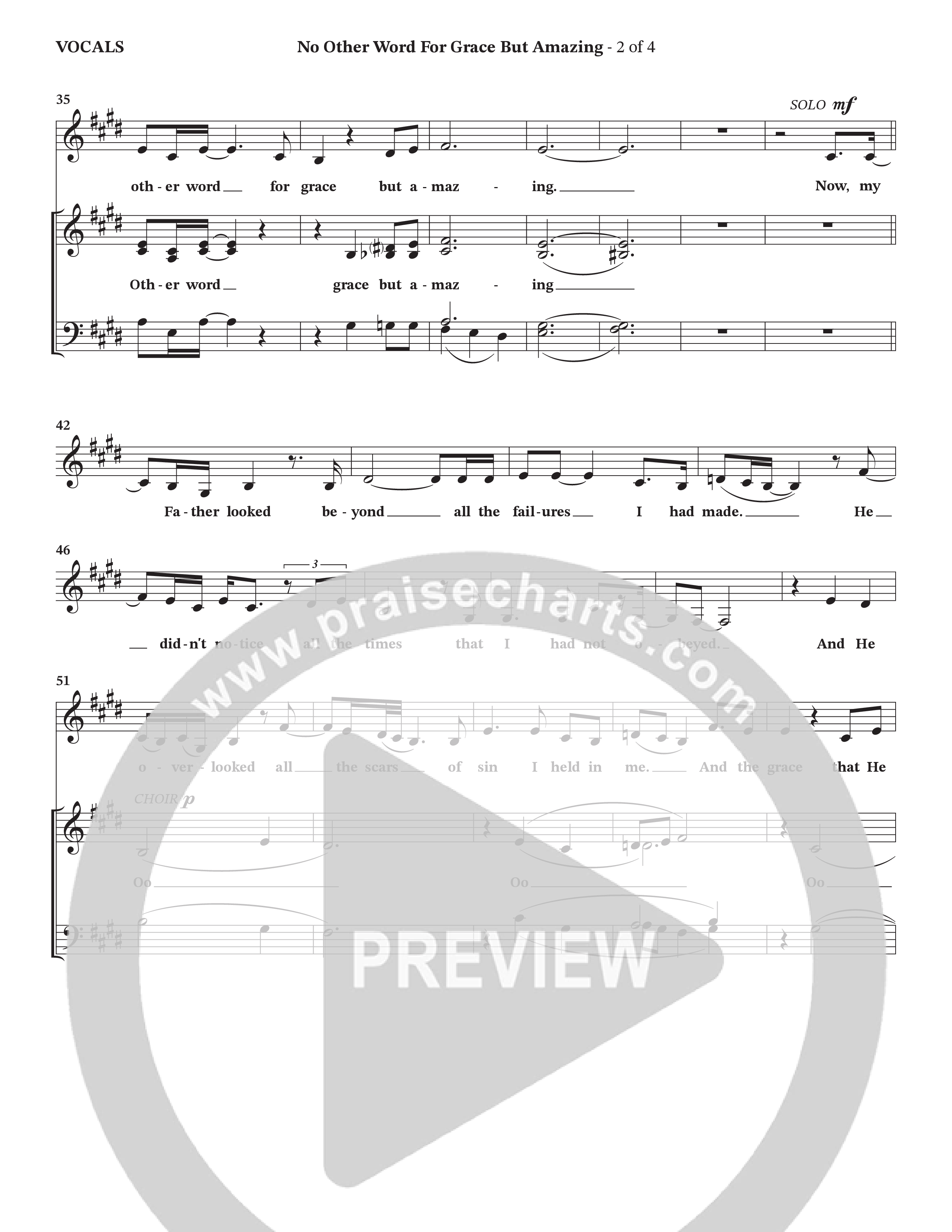 No Other Word For Grace But Amazing (Choral Anthem SATB) Choir Sheet (Janet Paschal / Houston's First Worship)
