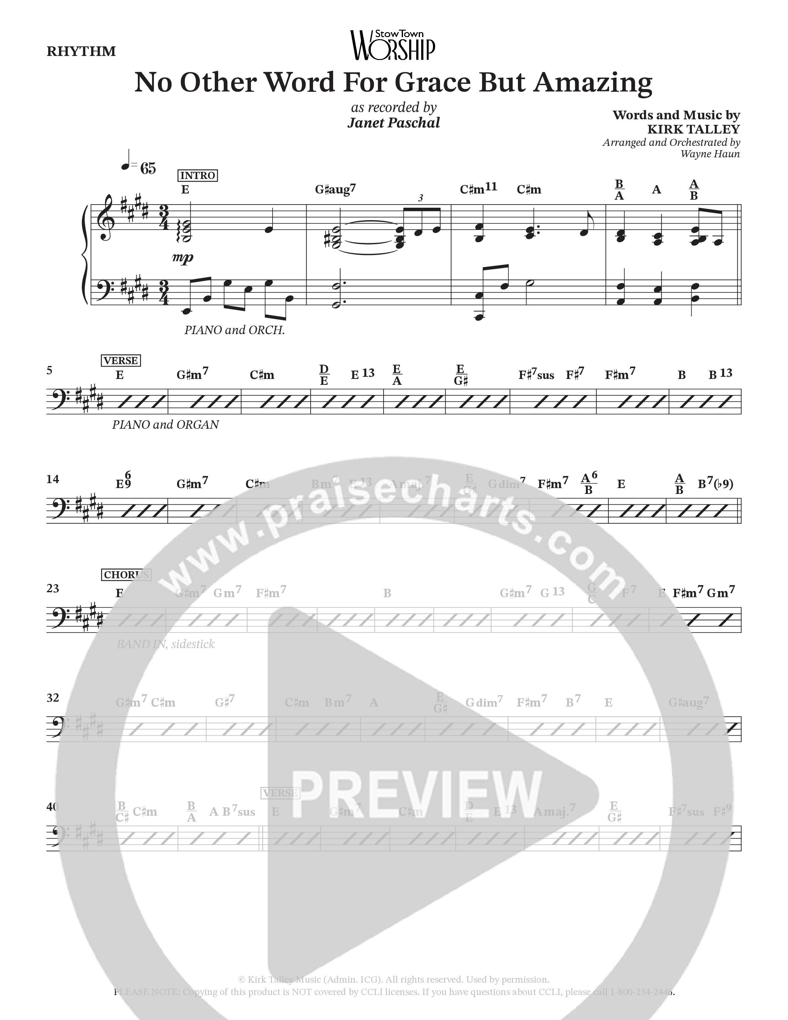 No Other Word For Grace But Amazing (Choral Anthem SATB) Rhythm Chart (Janet Paschal / Houston's First Worship)