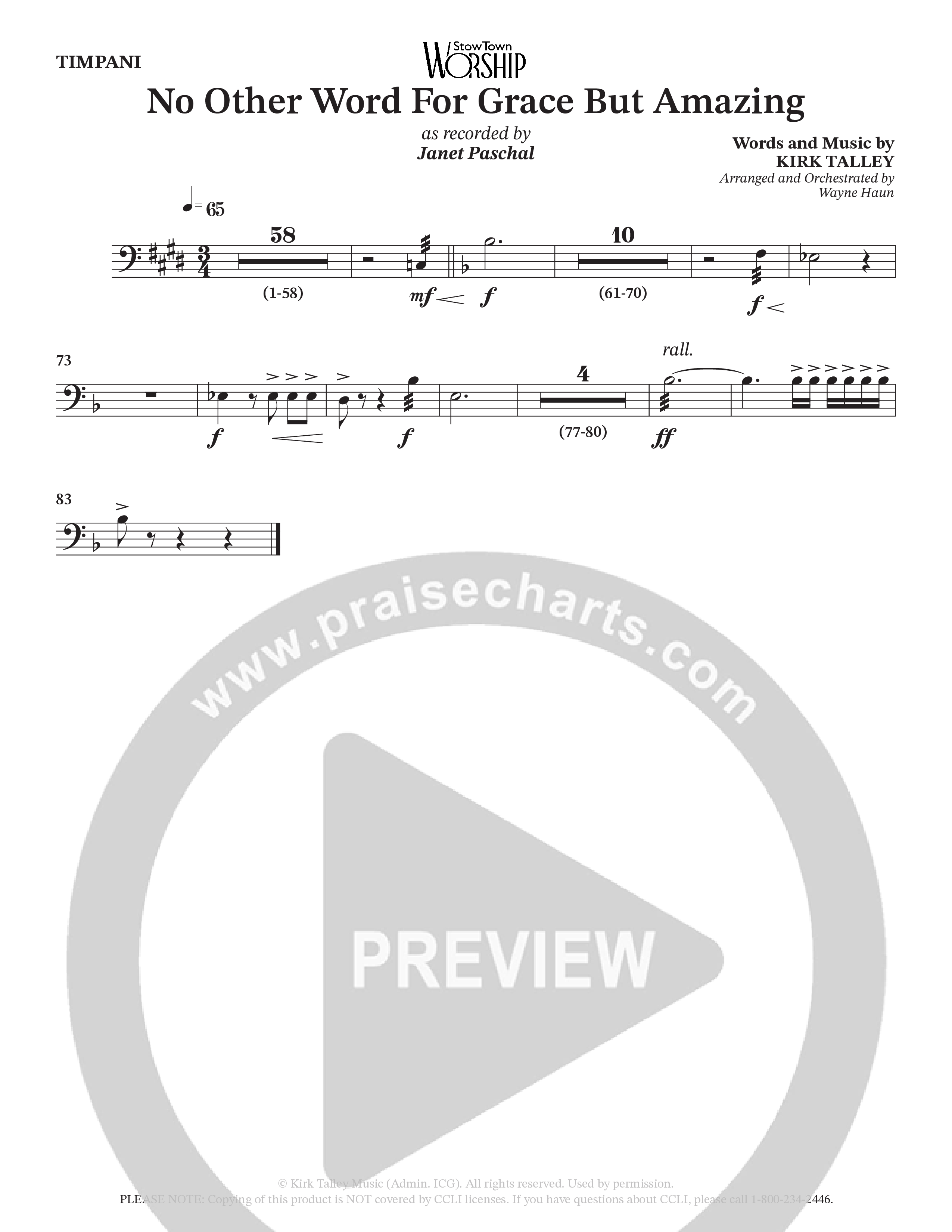 No Other Word For Grace But Amazing (Choral Anthem SATB) Timpani (Janet Paschal / Houston's First Worship)