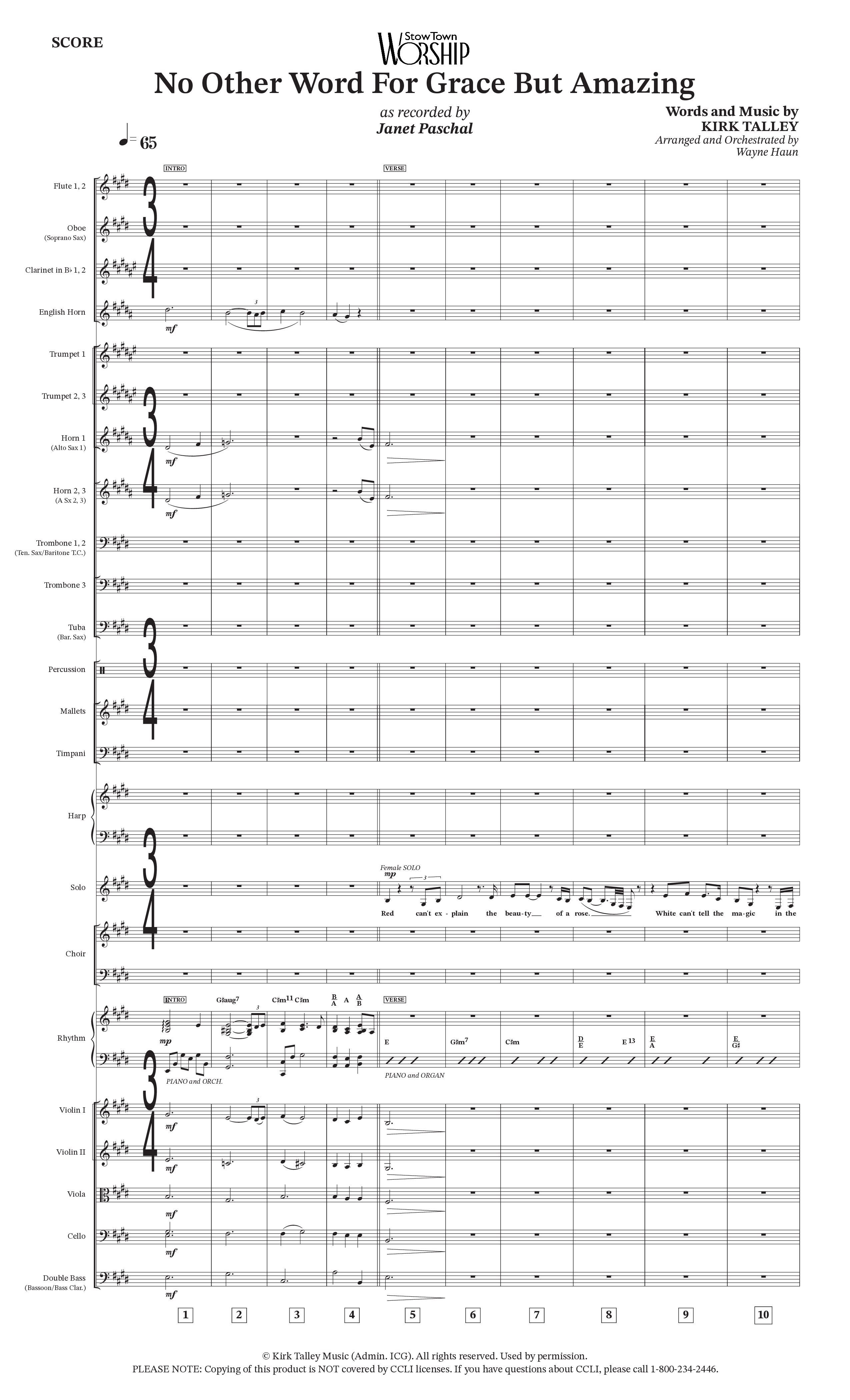 No Other Word For Grace But Amazing (Choral Anthem SATB) Orchestration (Janet Paschal / Houston's First Worship)