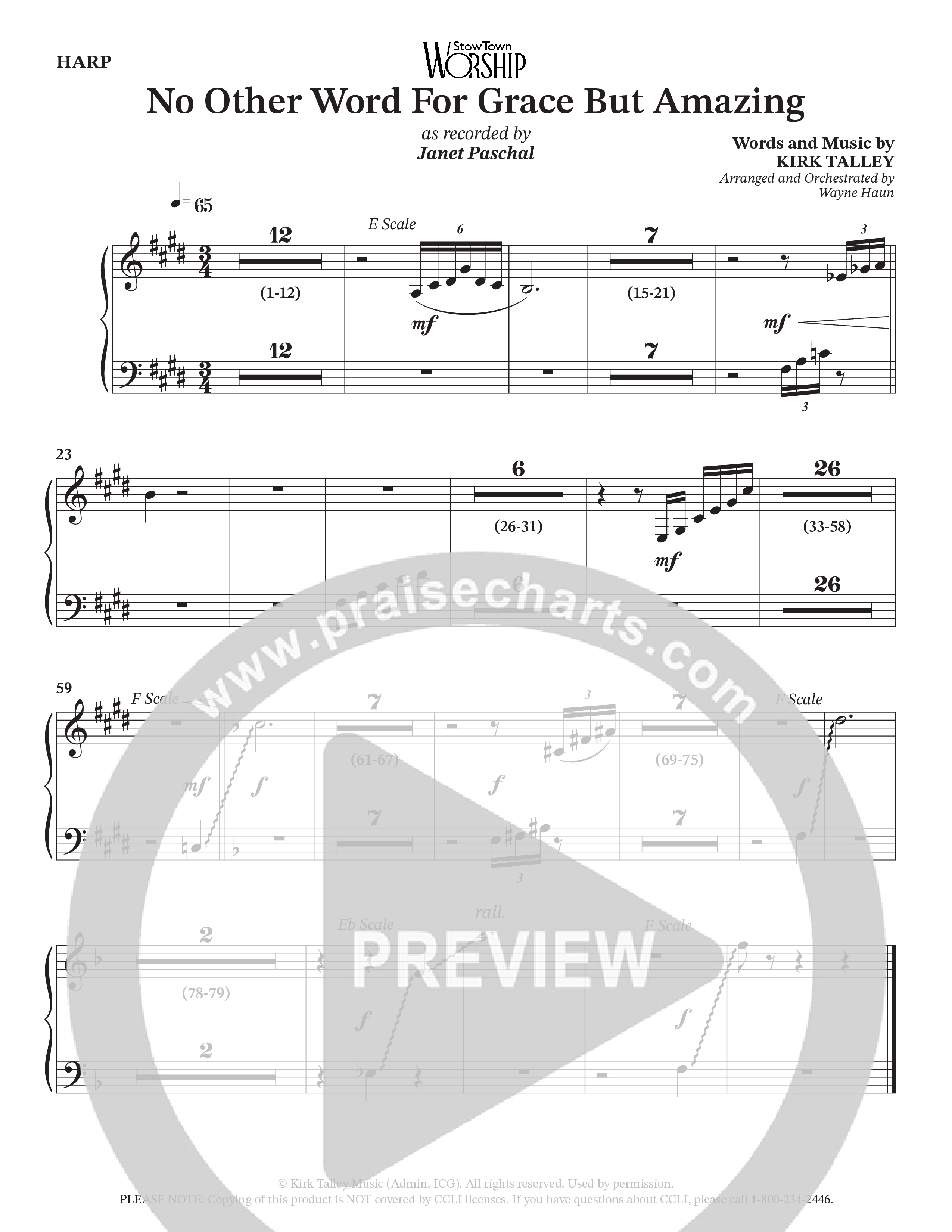 No Other Word For Grace But Amazing (Choral Anthem SATB) Harp (Janet Paschal / Houston's First Worship)