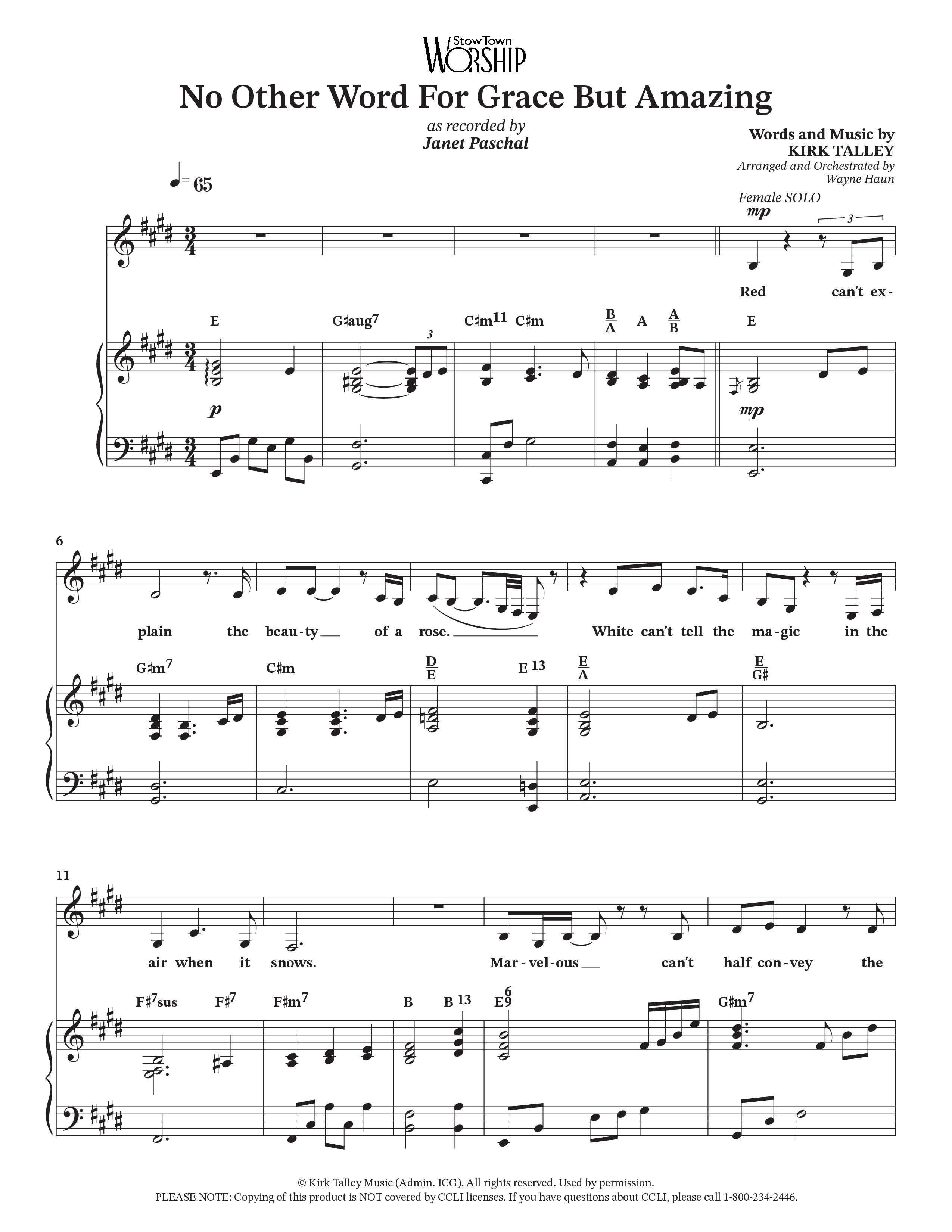 No Other Word For Grace But Amazing (Choral Anthem SATB) Piano/Vocal Pack (Janet Paschal / Houston's First Worship)