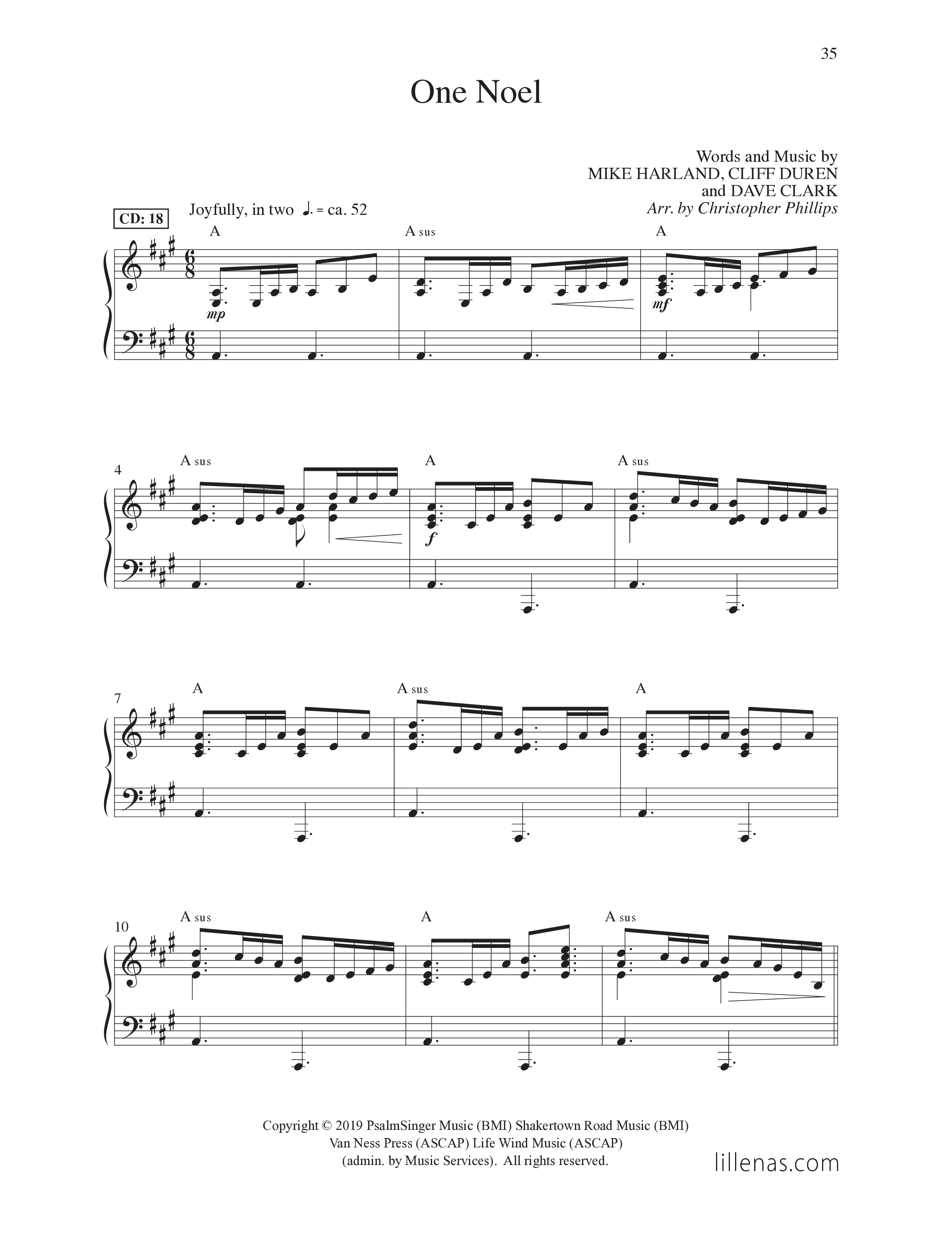 One Noel (8 Song Choral Collection) Song 3 (Piano SATB) (Lillenas Choral / Arr. Christopher Phillips / Orch. Cliff Duren / Orch. Phil Nitz)