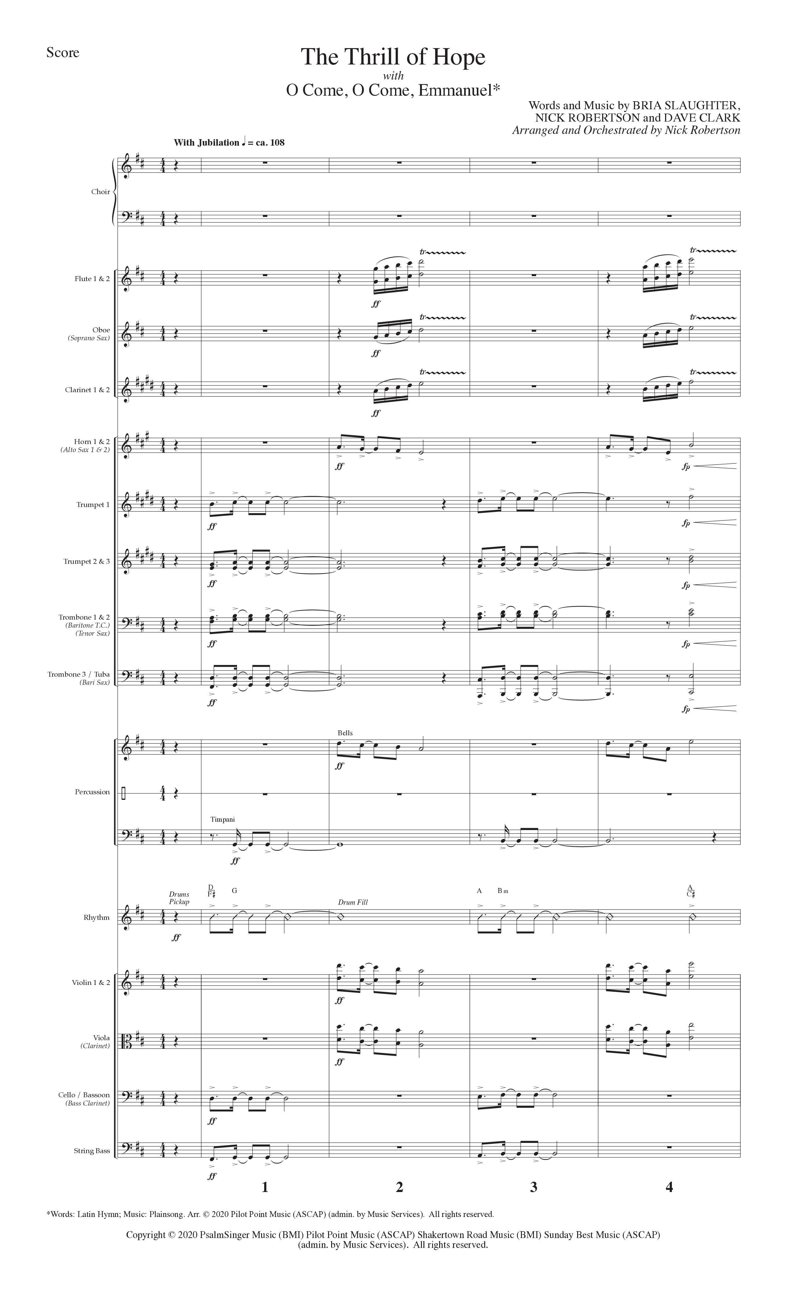 The Thrill Of Hope (6 Song Choral Collection) Song 4 (Orchestration) (Lillenas Choral / Arr. Nick Robertson)