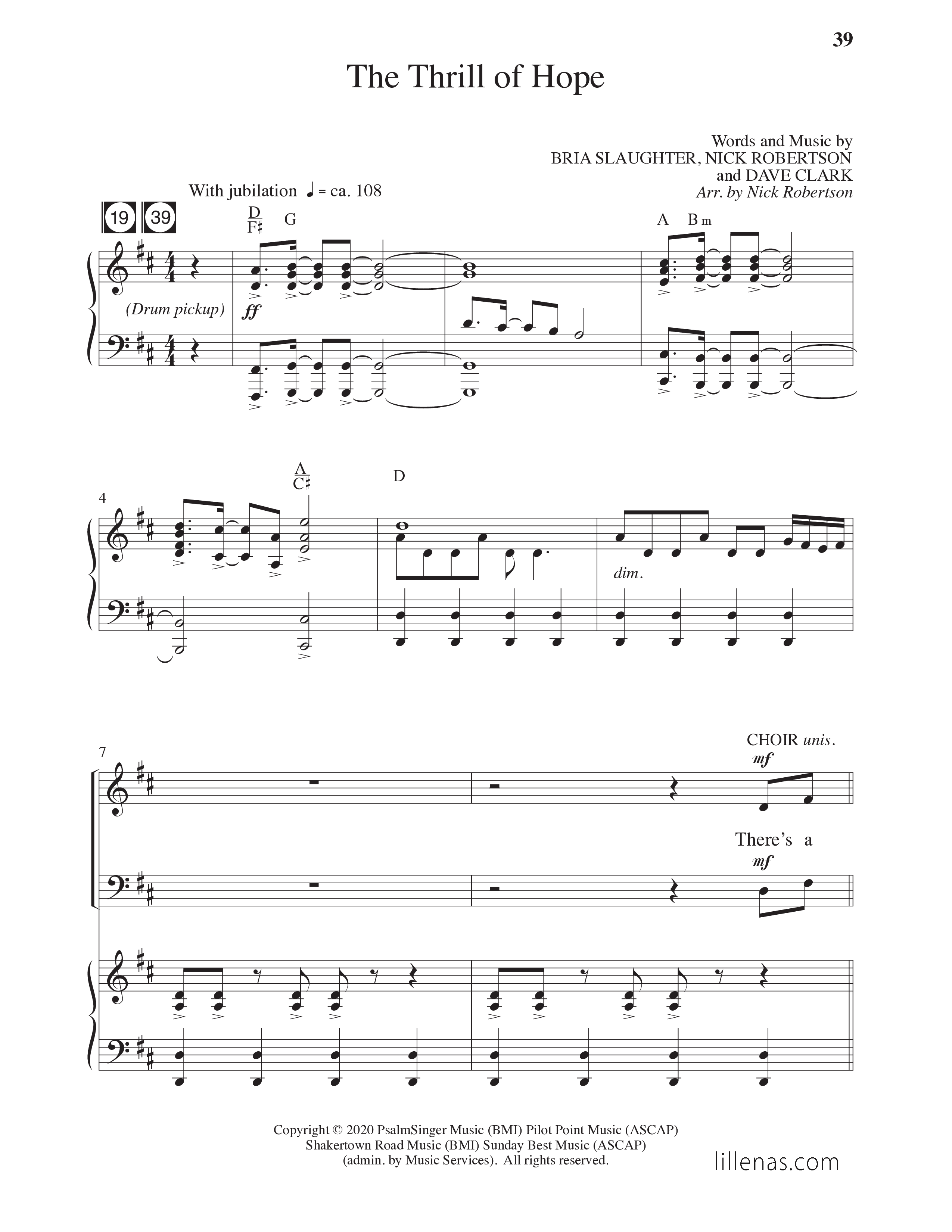 The Thrill Of Hope (6 Song Choral Collection) Song 4 (Piano SATB) (Lillenas Choral / Arr. Nick Robertson)