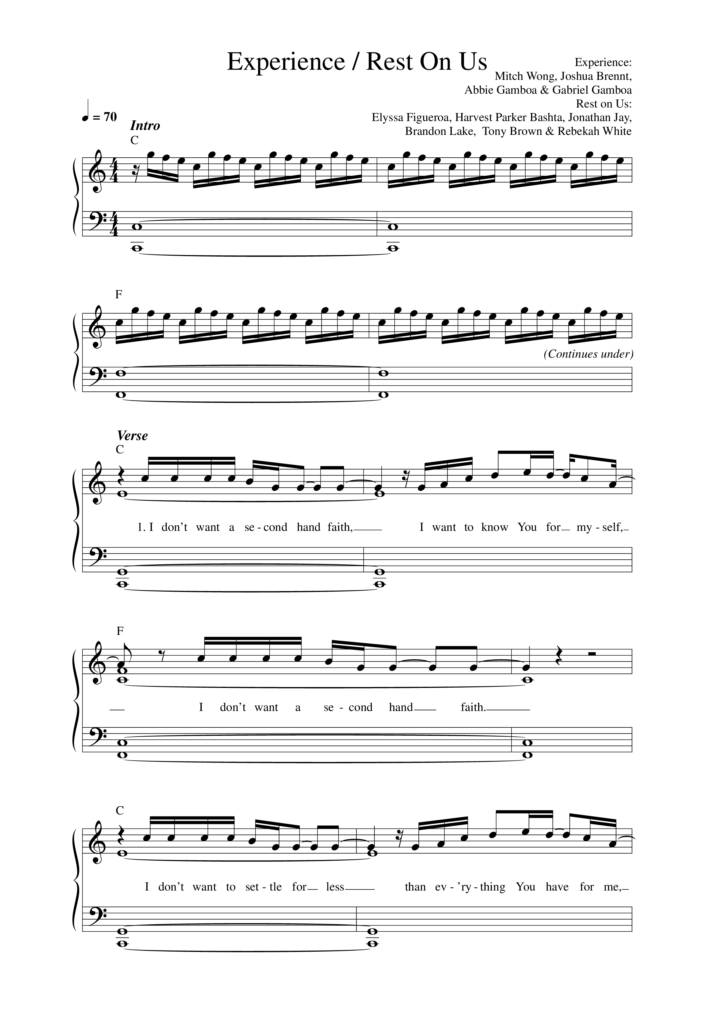 Experience / Rest On Us (re:said) Lead Sheet Melody (Mitch Wong)