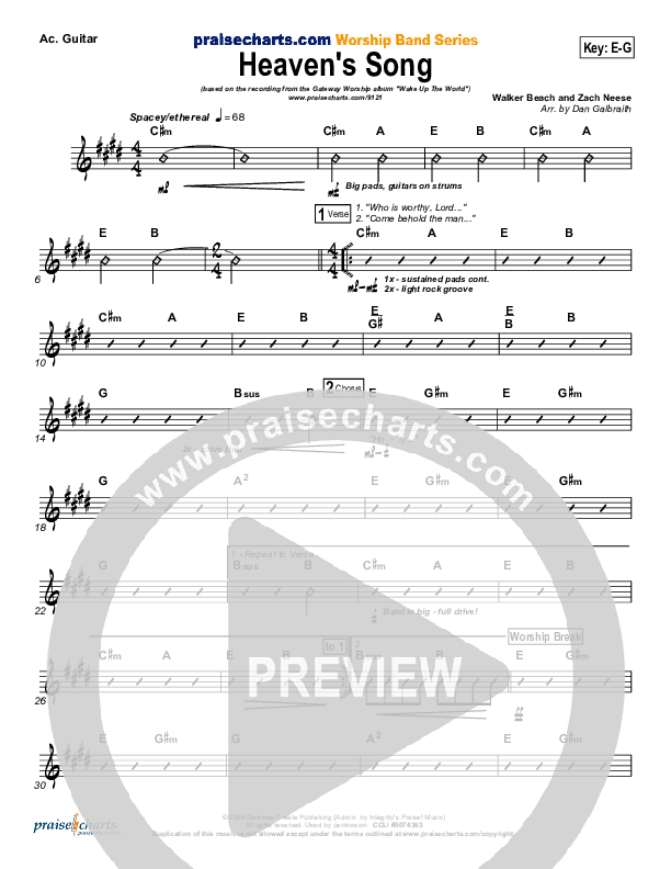Heaven's Song Rhythm Chart (Gateway Worship)