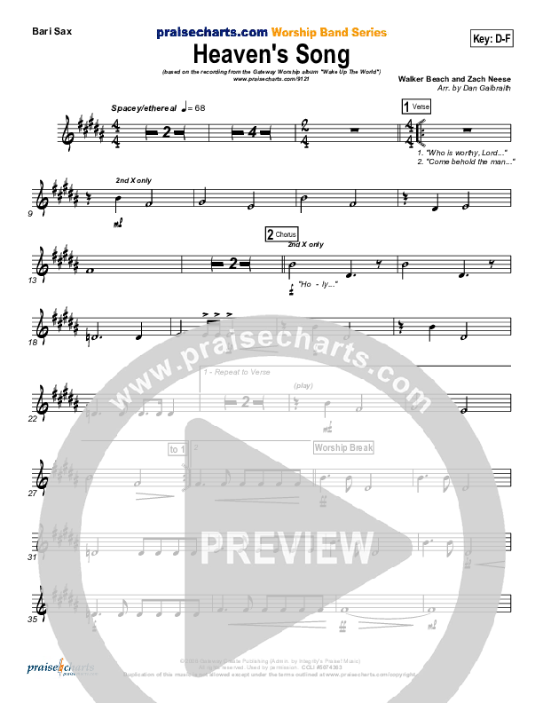 Heaven's Song Bari Sax (Gateway Worship)