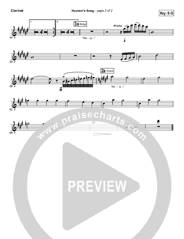 Heaven's Song Clarinet (Gateway Worship)
