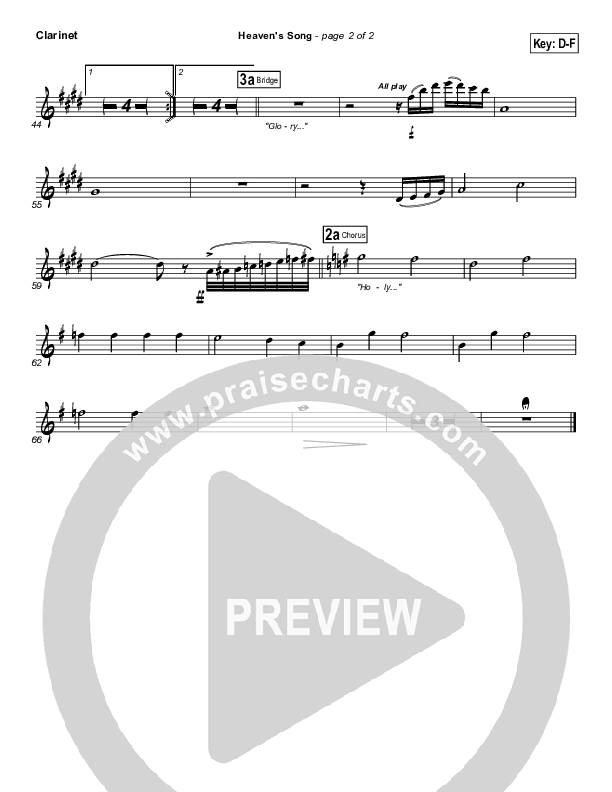 Heaven's Song Clarinet (Gateway Worship)