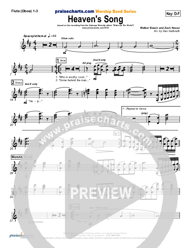 Heaven's Song Flute/Oboe 1/2/3 (Gateway Worship)