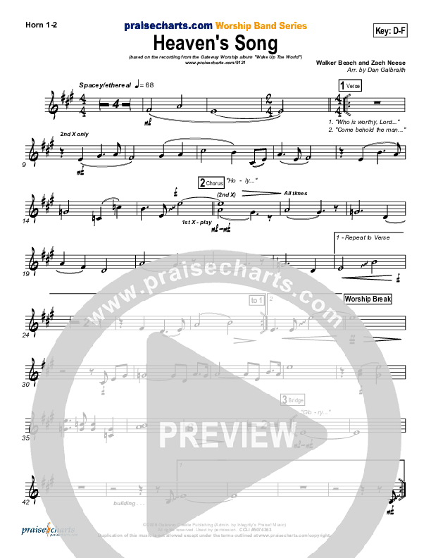 Heaven's Song French Horn 1/2 (Gateway Worship)