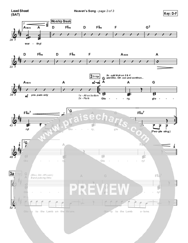 Heaven's Song Lead Sheet (Gateway Worship)