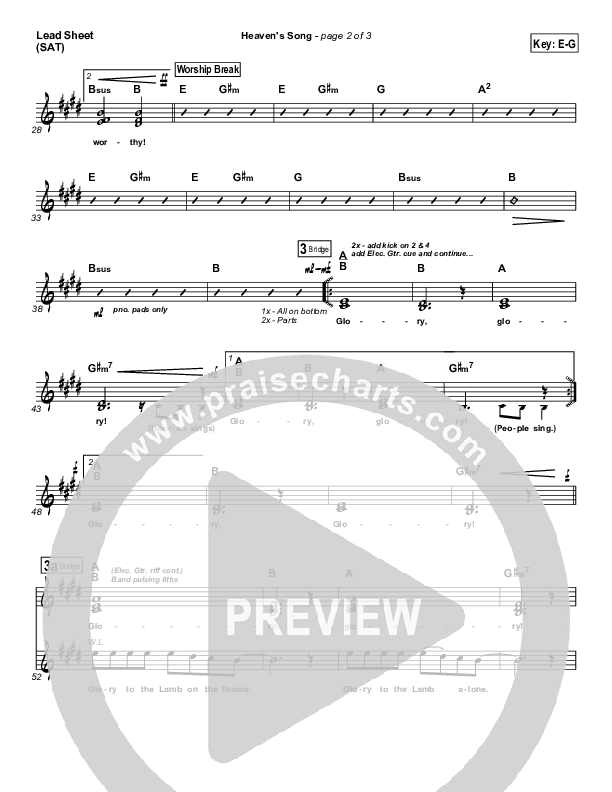 Heaven's Song Lead Sheet (Gateway Worship)