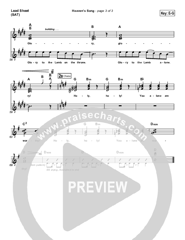Heaven's Song Lead Sheet (Gateway Worship)