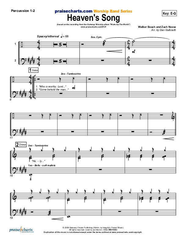 Heaven's Song Percussion 1/2 (Gateway Worship)