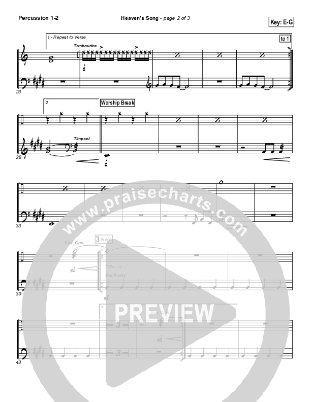 Heaven's Song Percussion 1/2 (Gateway Worship)